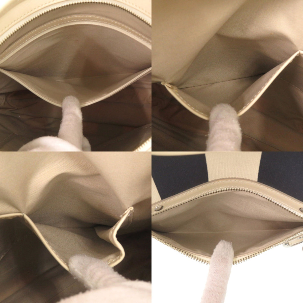 Burberry Ivory Navy Canvas Leather Shoulder Bag (Pre-Owned)