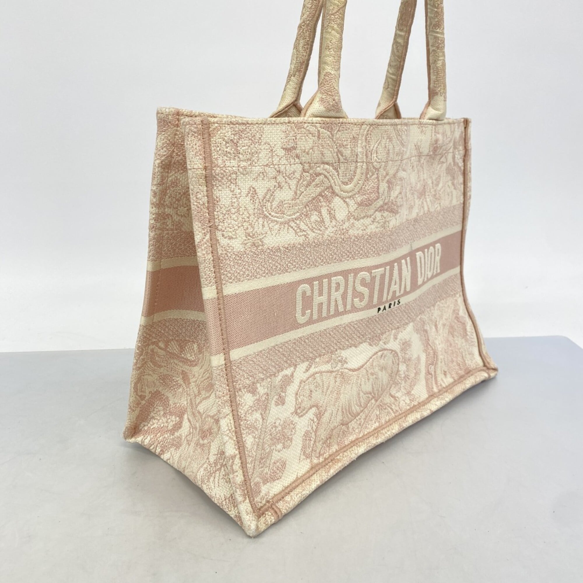 Christian Dior Pink White Canvas Tote Bag (Pre-Owned)