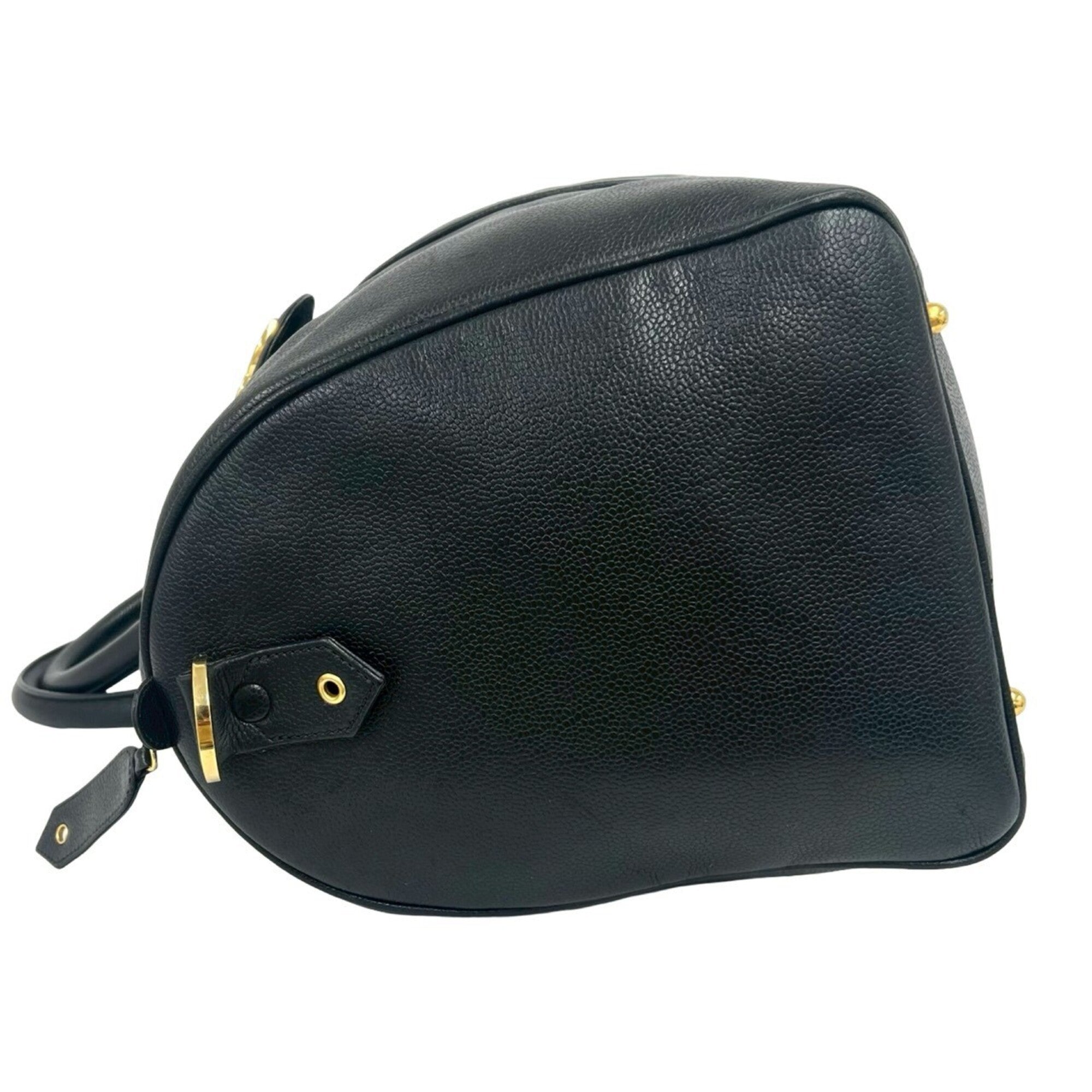Chanel Black Grained Calfskin Boston Bag Shoulder Bag (Pre-Owned)
