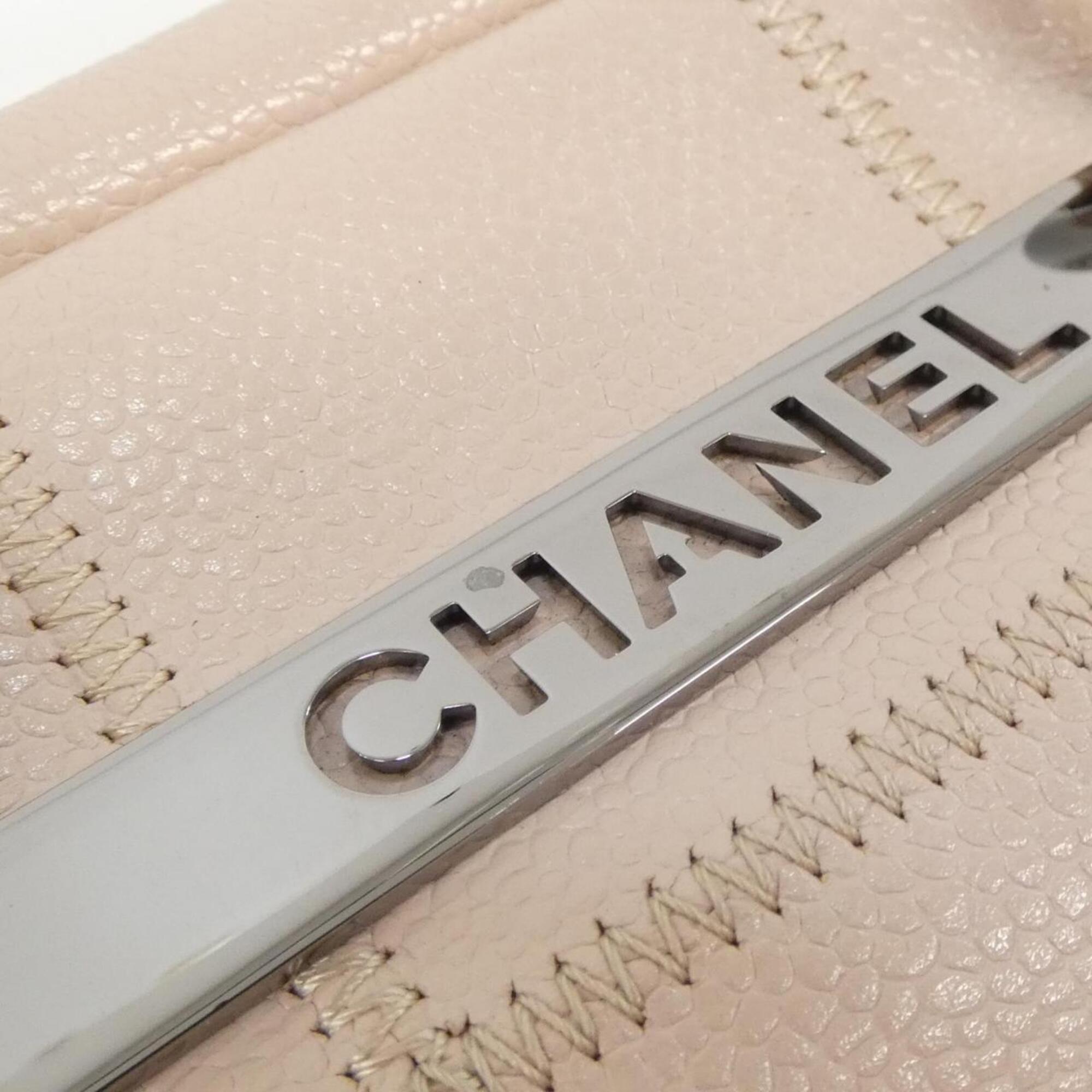 Chanel Light Pink Grained Calfskin Shoulder Bag (Pre-Owned)
