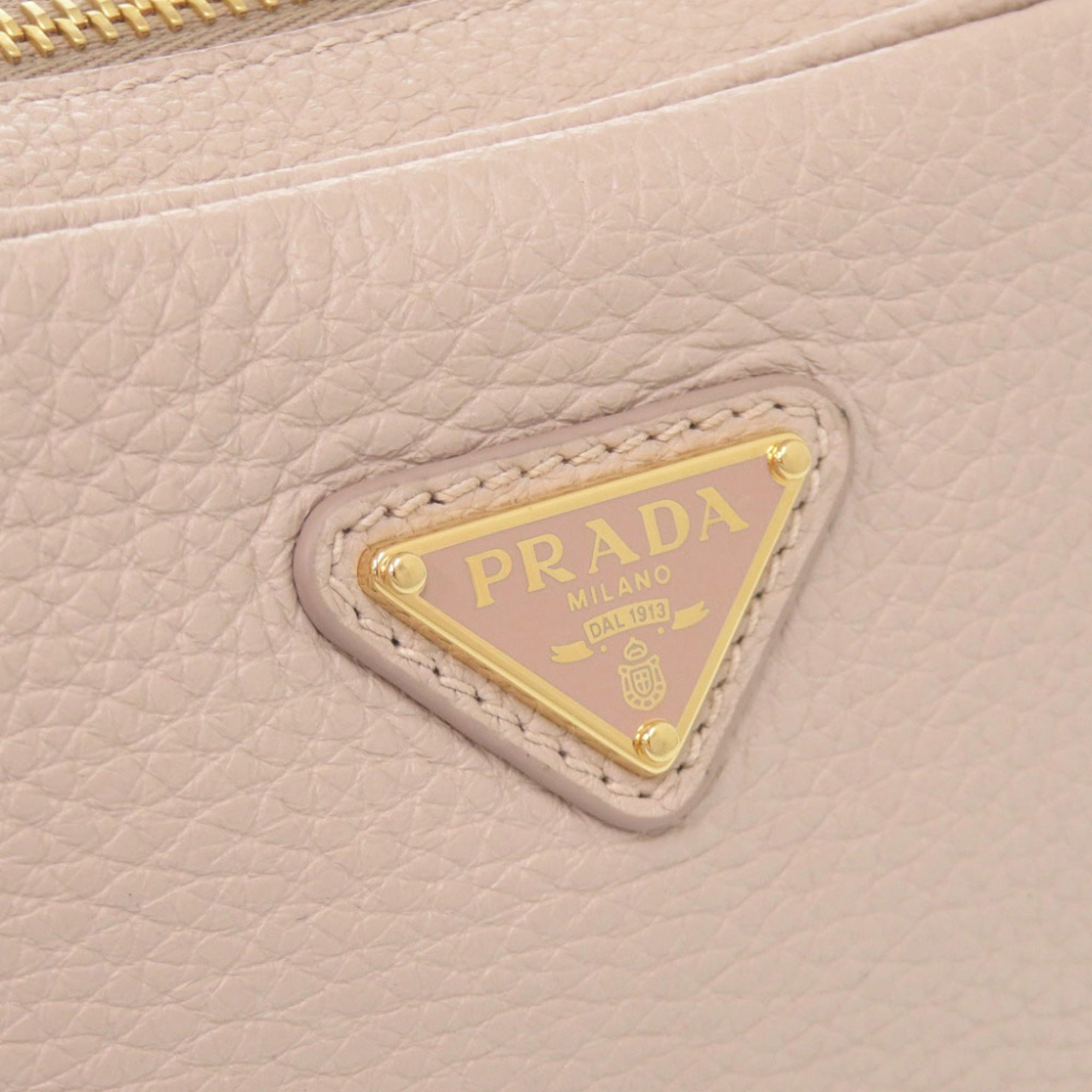 Prada Pink Beige Leather Shoulder Bag (Pre-Owned)