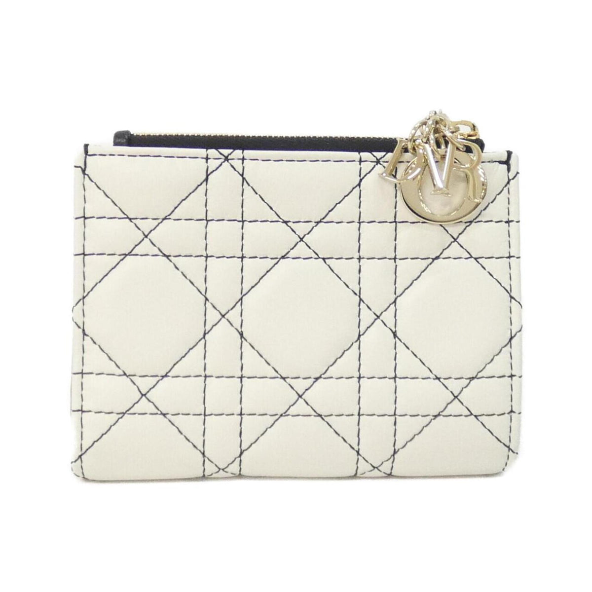 Christian Dior Black White Leather Wallet (Bi-Fold) (Pre-Owned)