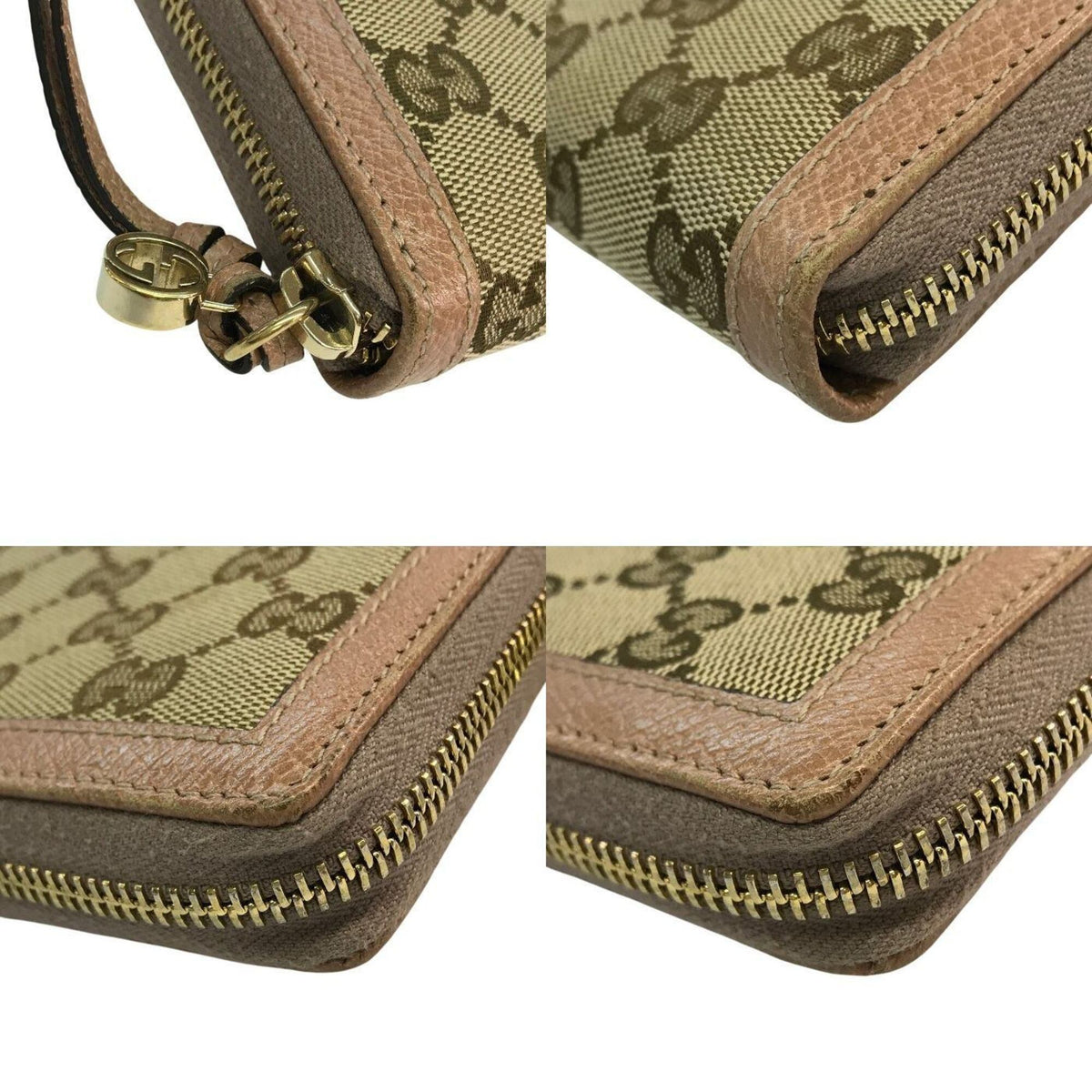 Gucci Pink Beige Gg Canvas Long Wallet (Bi-Fold) (Pre-Owned)