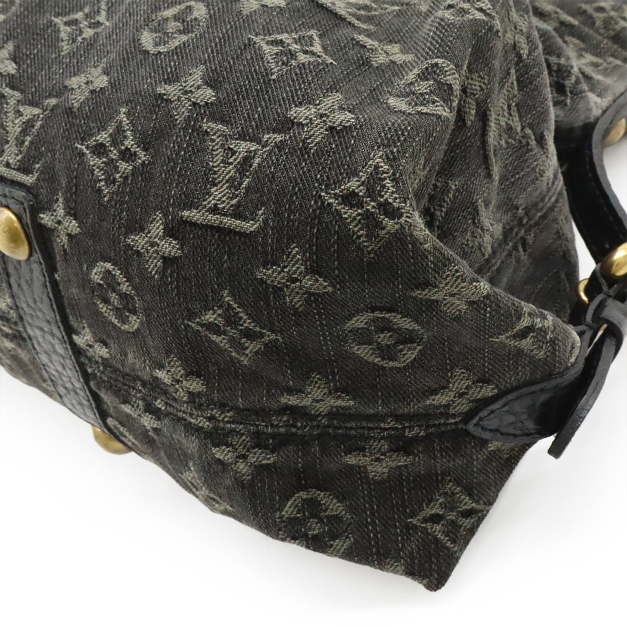 Louis Vuitton Black Noir Monogram Denim Shoulder Bag Tote Bag (Pre-Owned)
