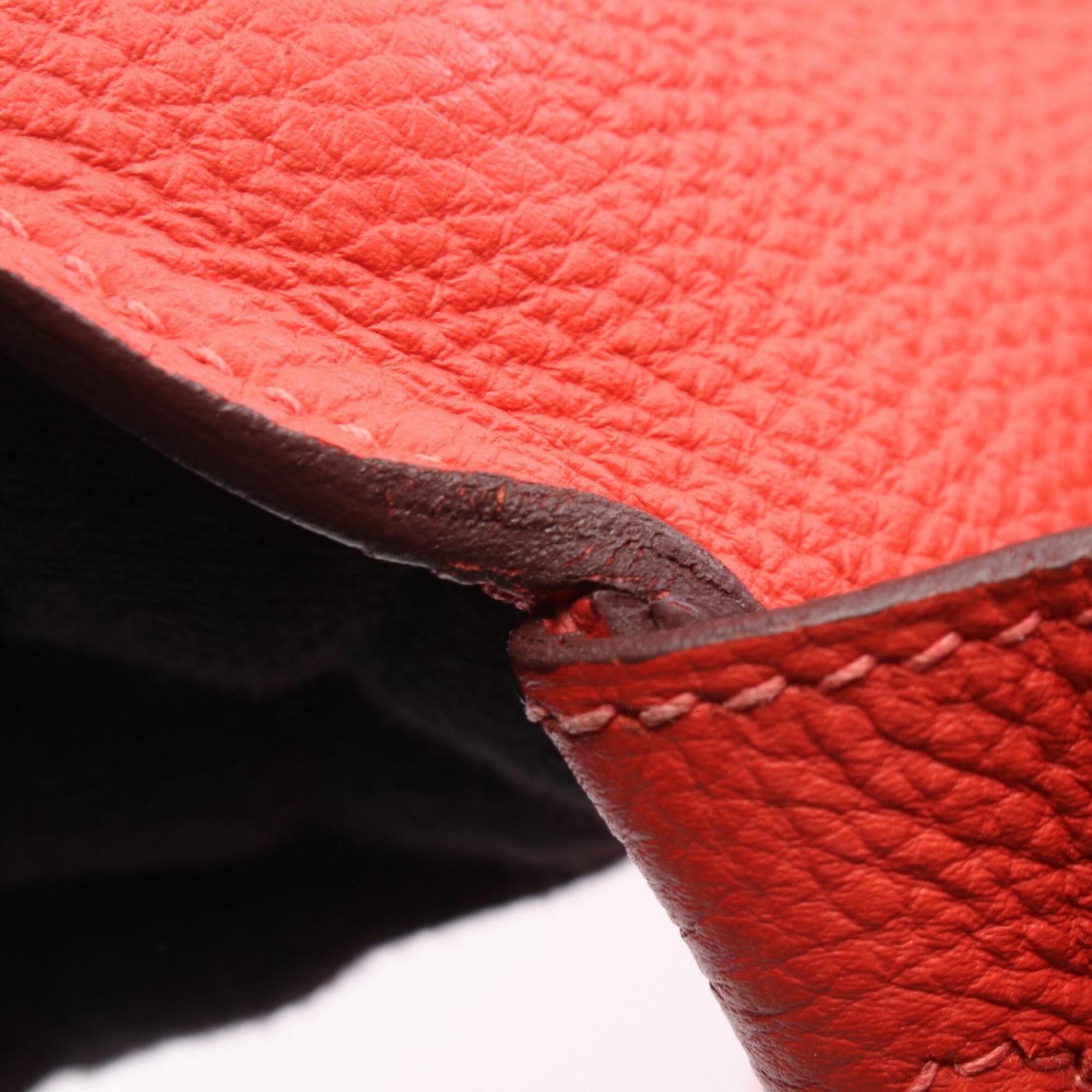 Hermes Red Color Togo Leather Leather Handbag (Pre-Owned)