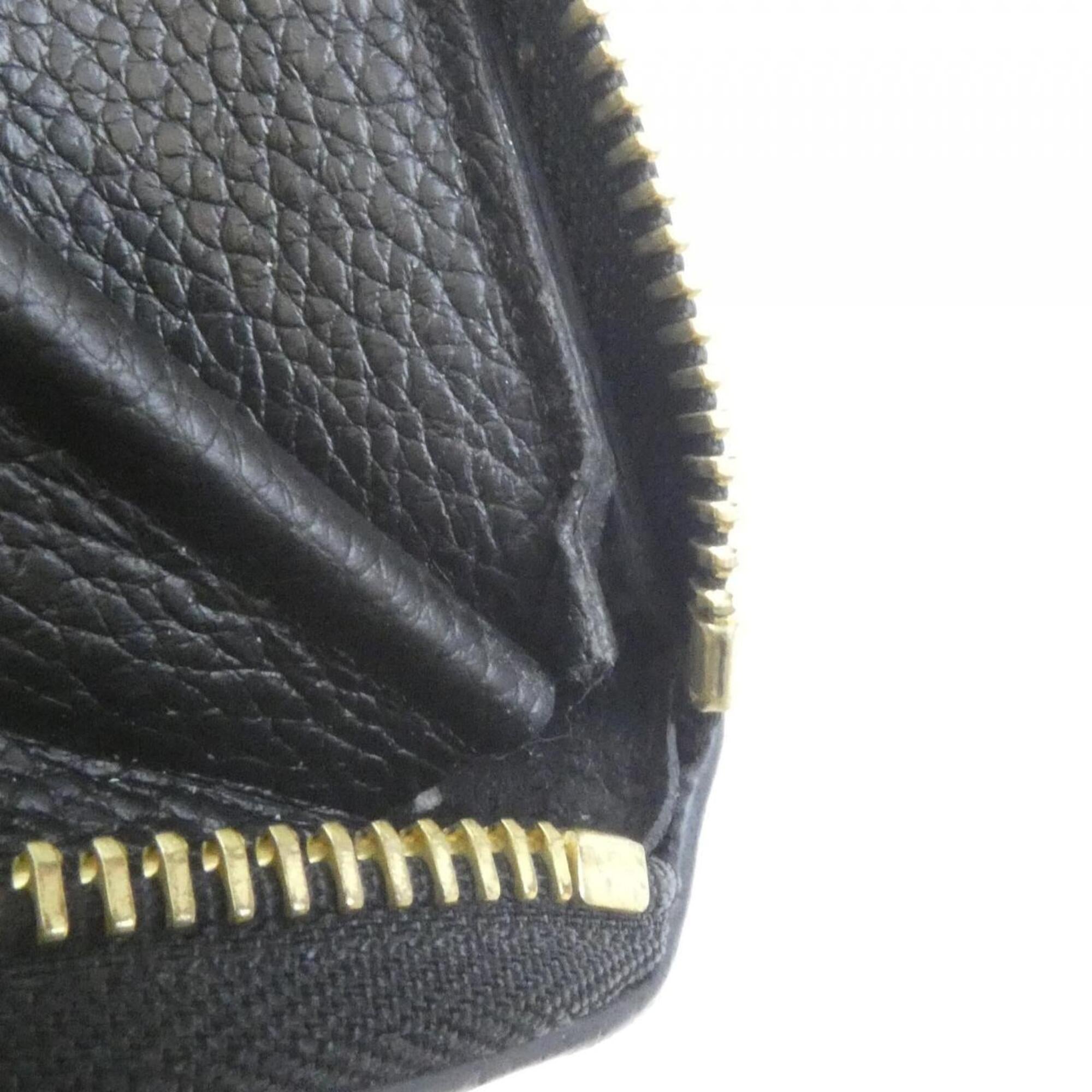 Louis Vuitton Black Leather Long Wallet (Bi-Fold) (Pre-Owned)