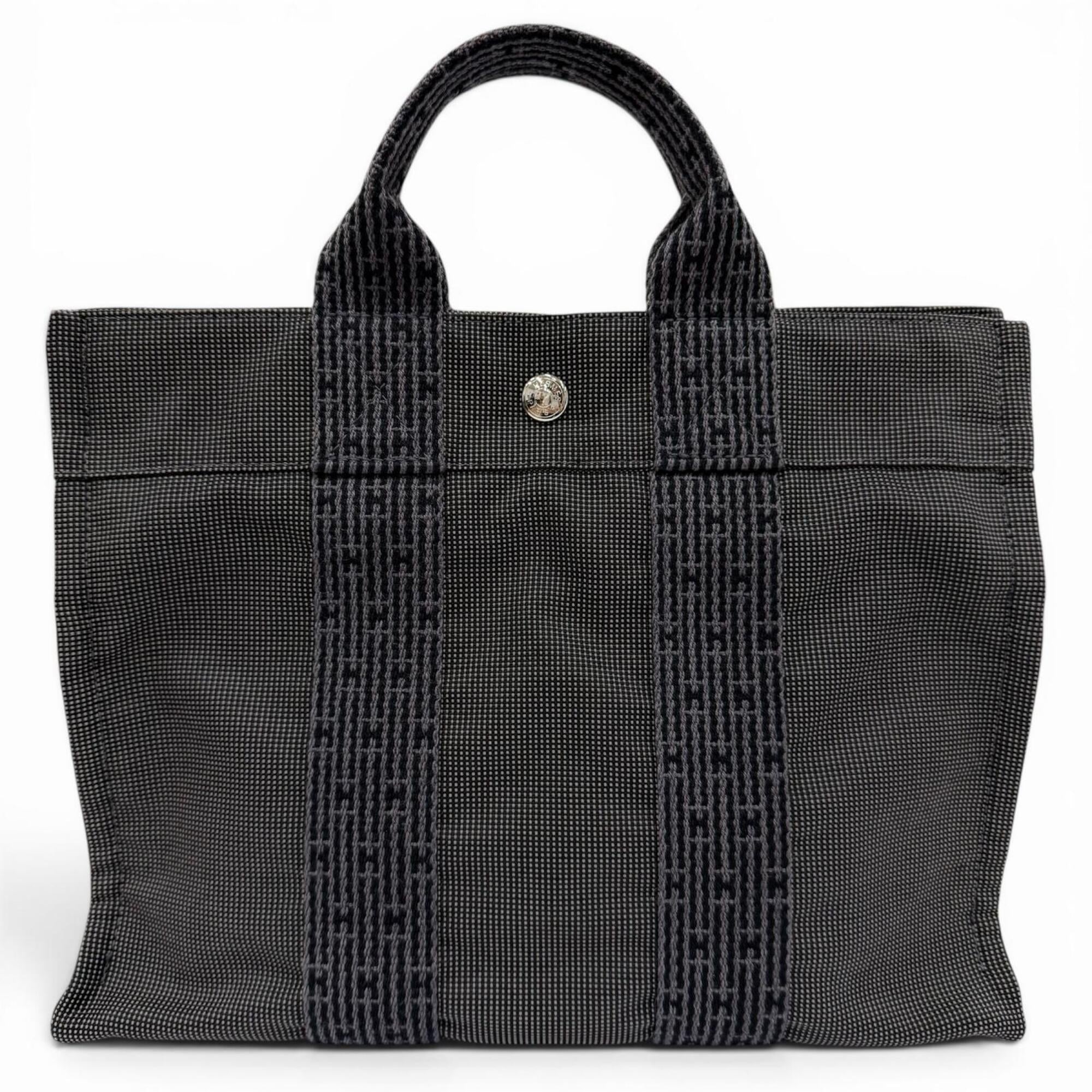 Hermes Gray Polyamide Polyester Handbag Tote Bag (Pre-Owned)