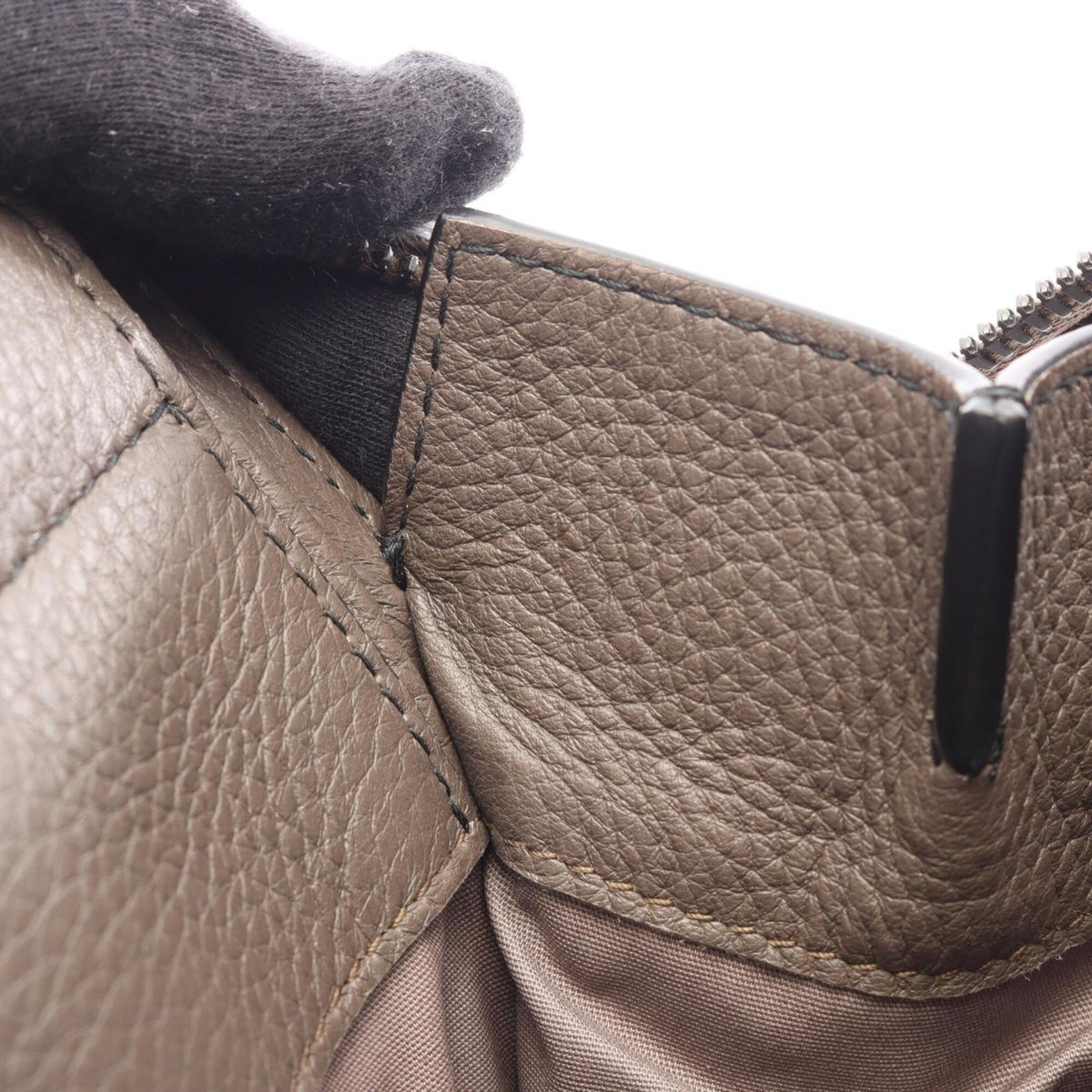 Bottega Veneta Gray Leather Briefcase Handbag (Pre-Owned)