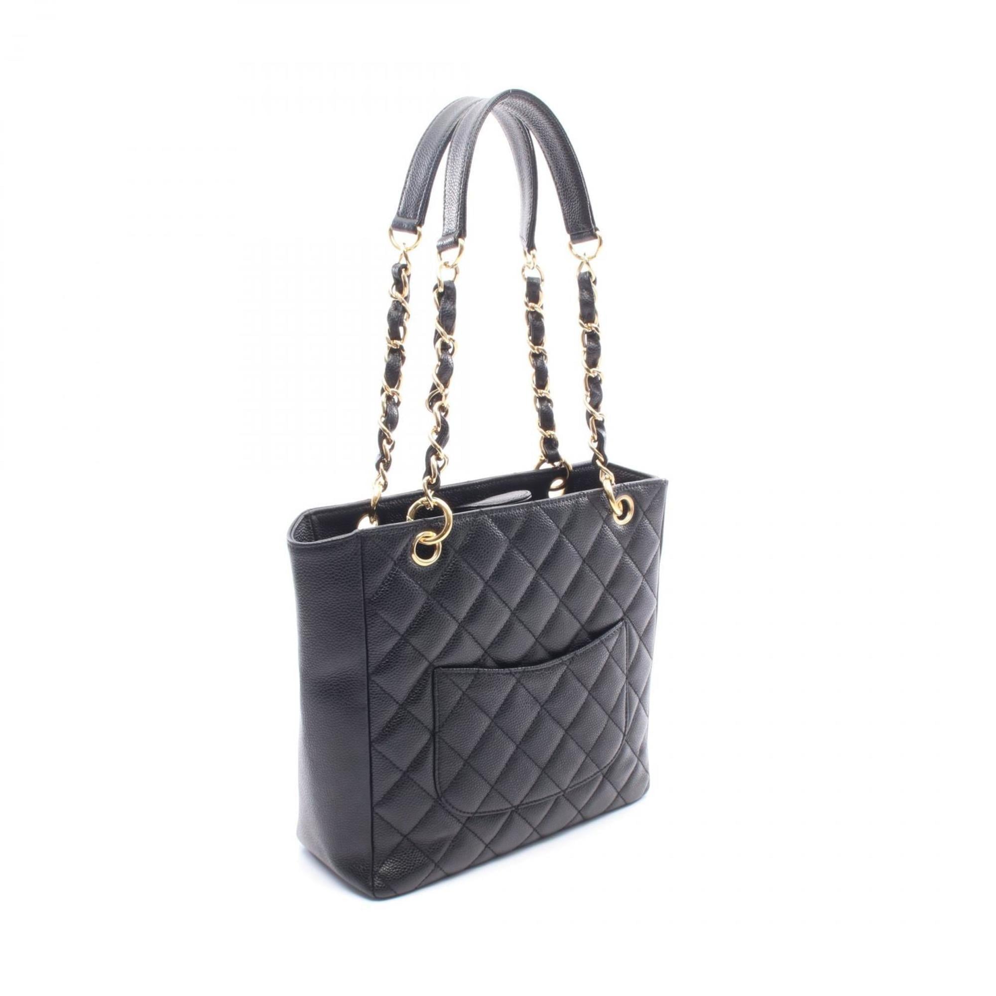 Chanel Black Leather Handbag Tote Bag (Pre-Owned)