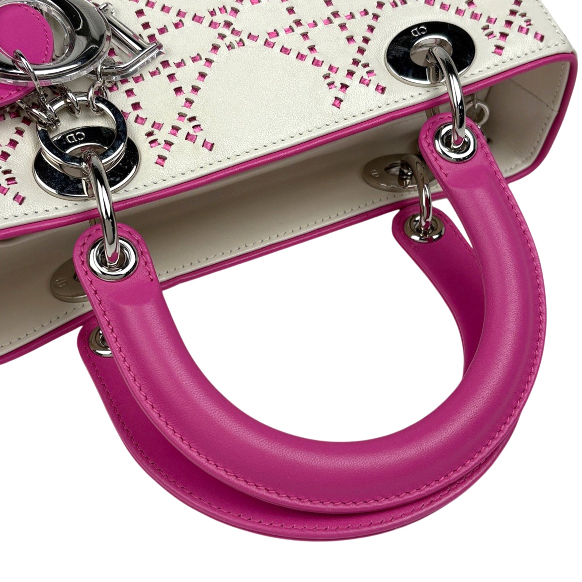 Christian Dior Pink White Leather Handbag (Pre-Owned)