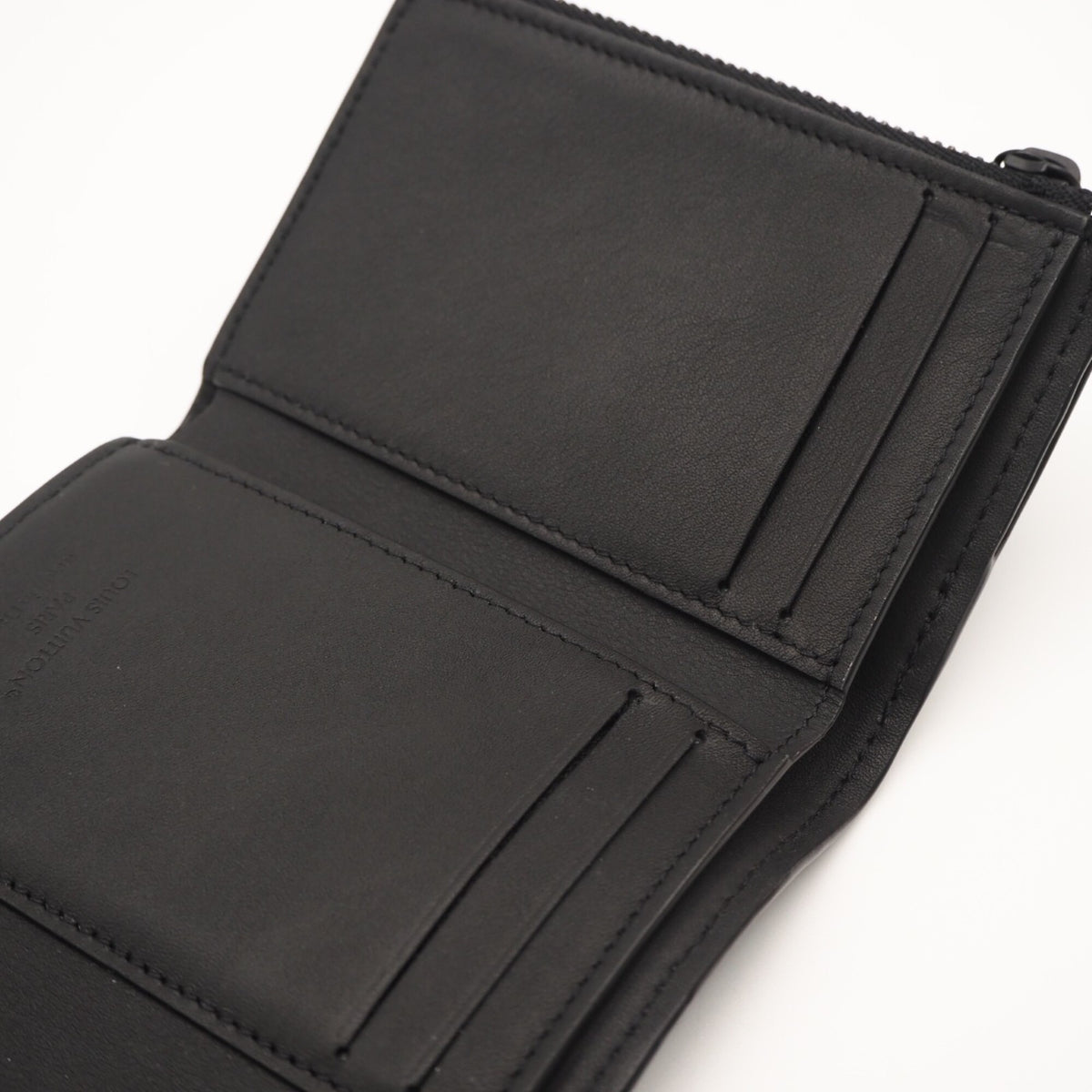 Louis Vuitton Monogram Shadow Black Leather Wallet (Tri-Fold) (Pre-Owned)