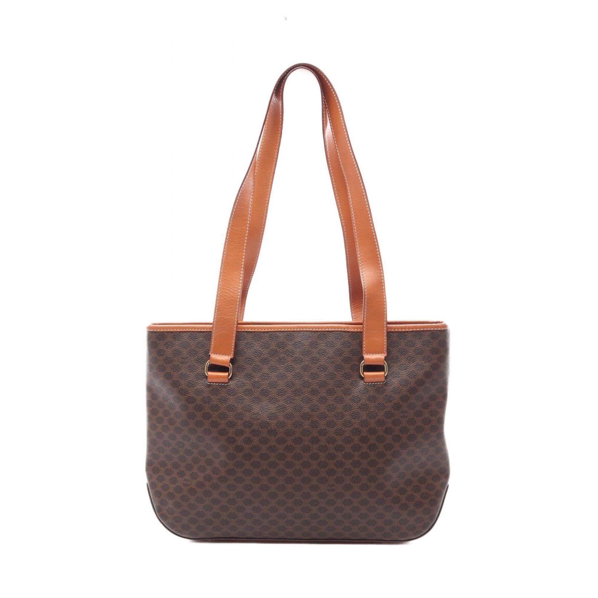 Celine Brown Coated Canvas Leather Handbag Tote Bag (Pre-Owned)