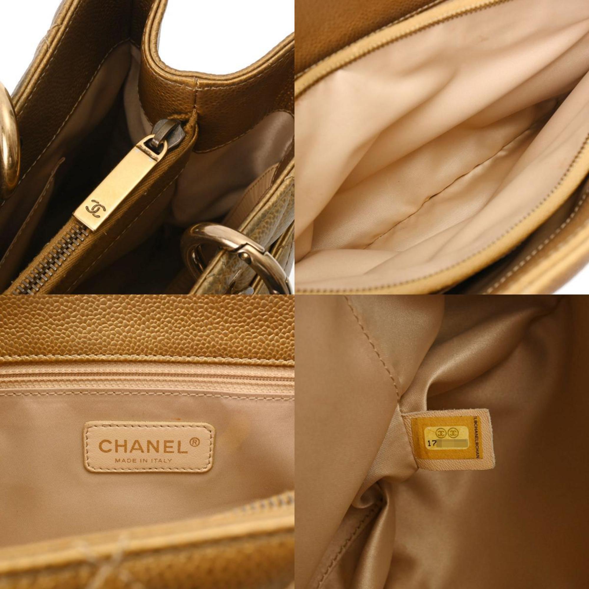 Chanel Caviar Skin Gold Caviar Leather Tote Bag (Pre-Owned)