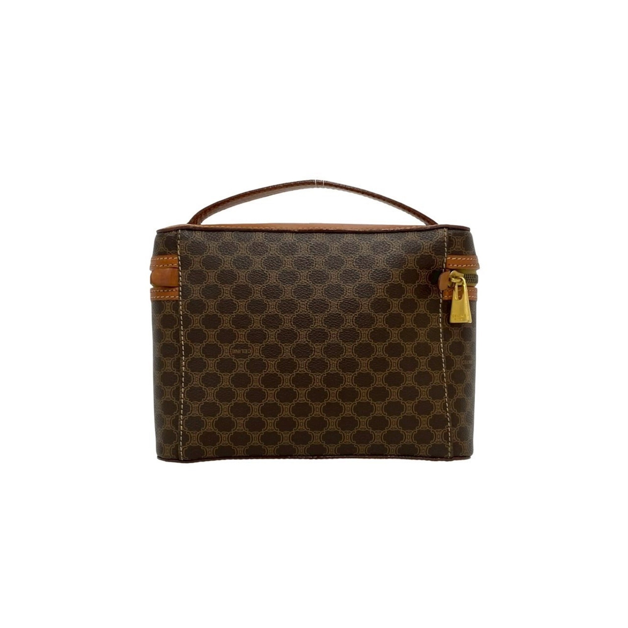 Celine Brown Leather Pvc Handbag Vanity Bag (Pre-Owned)