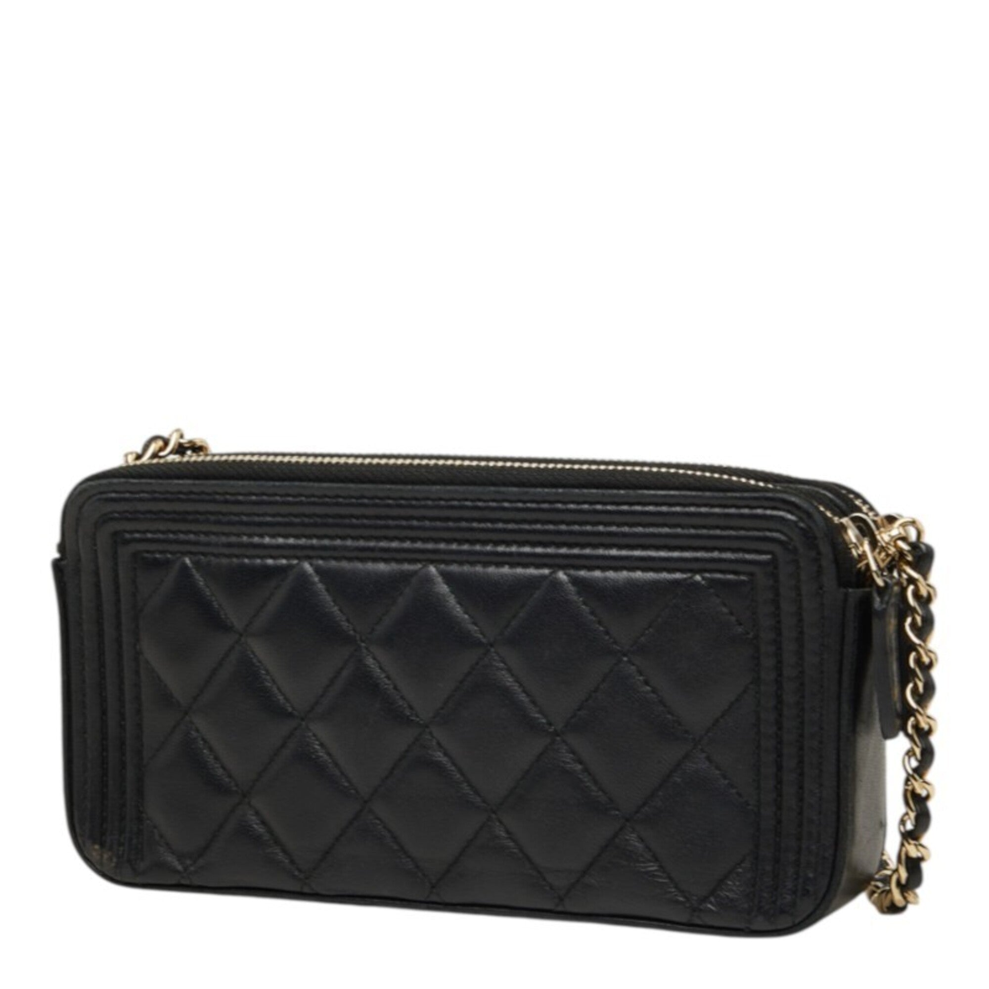 Chanel Black Leather Pochette Shoulder Bag (Pre-Owned)