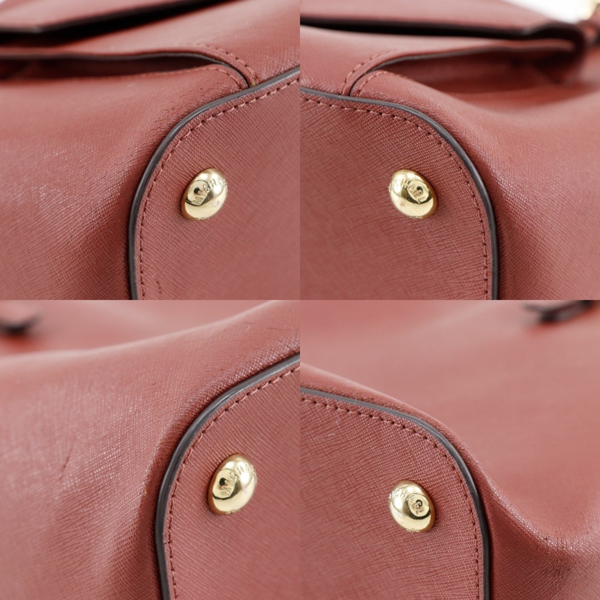 Michael Kors Red Color Leather Tote Bag (Pre-Owned)