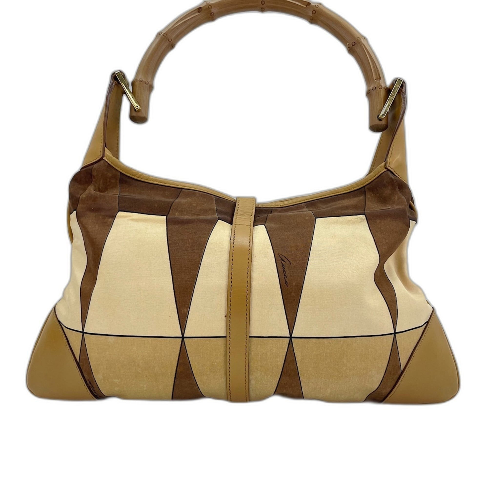 Gucci Beige Bamboo Nylon Shoulder Bag (Pre-Owned)