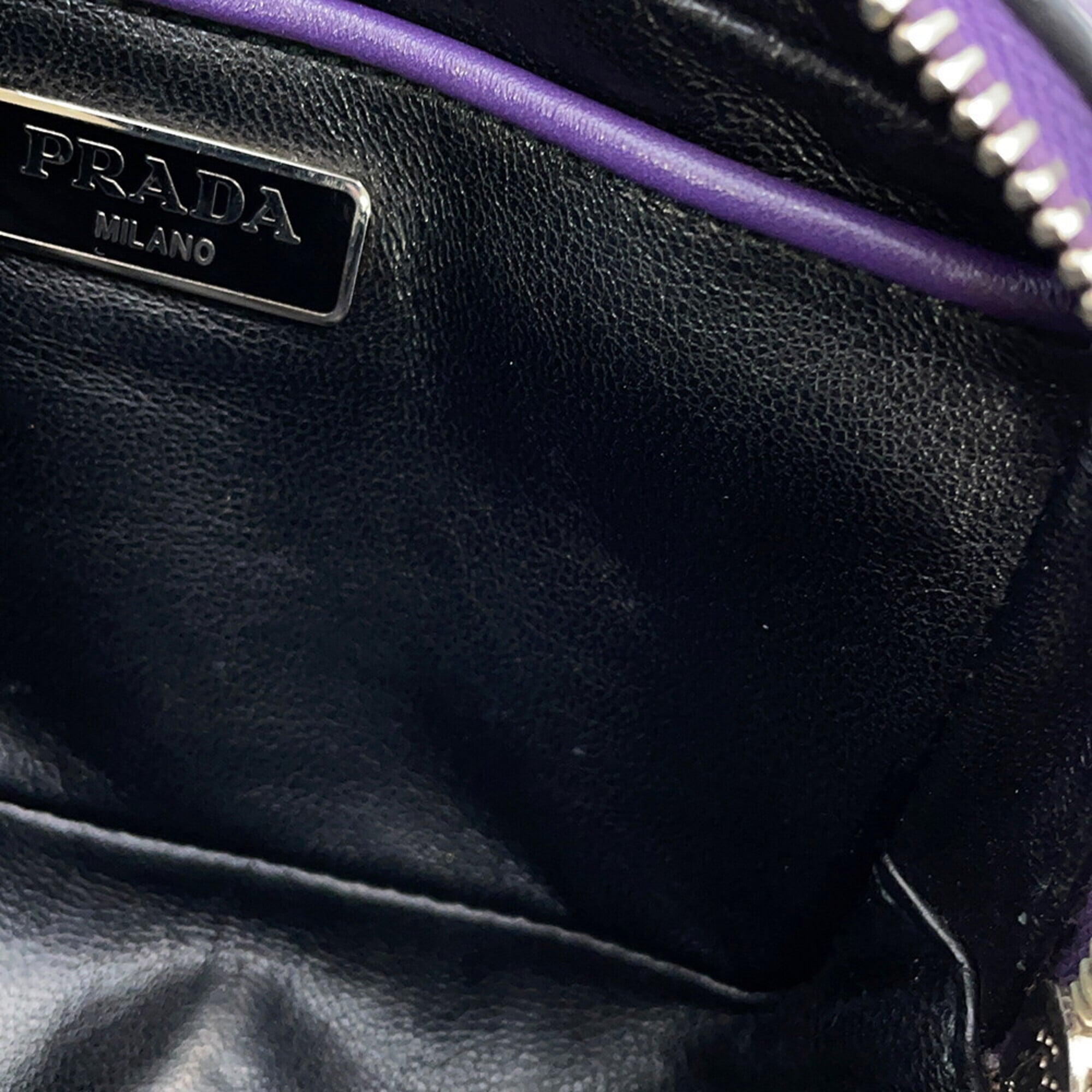 Prada Purple Leather Handbag Shoulder Bag (Pre-Owned)