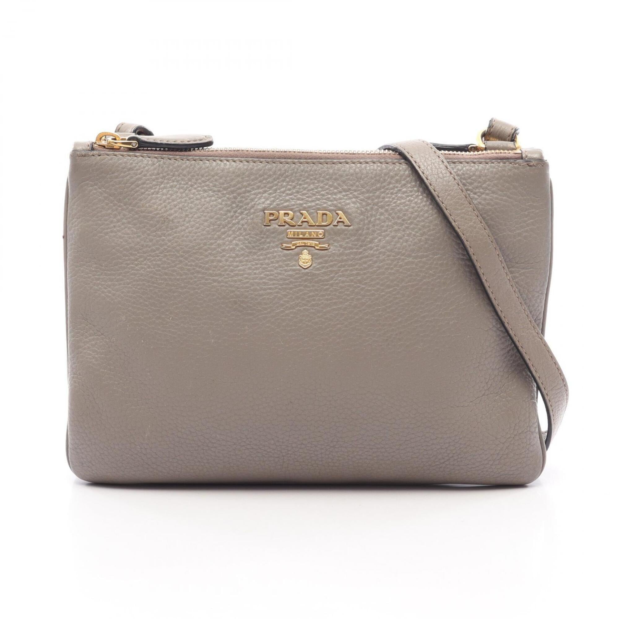 Prada Beige Leather Handbag Shoulder Bag (Pre-Owned)
