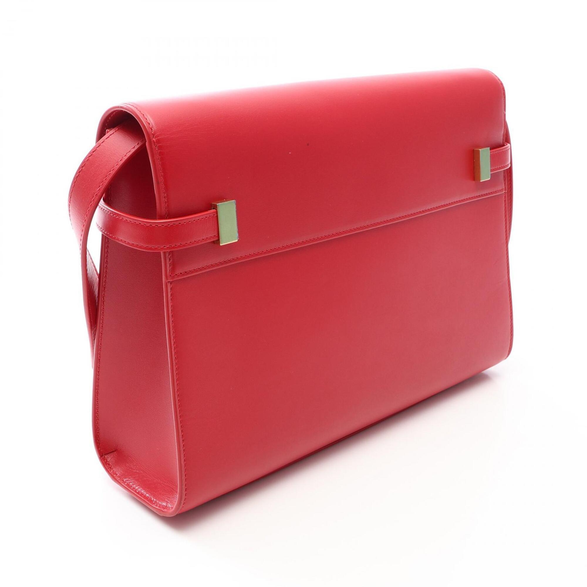 Yves Saint Laurent Red Color Leather Handbag Shoulder Bag (Pre-Owned)