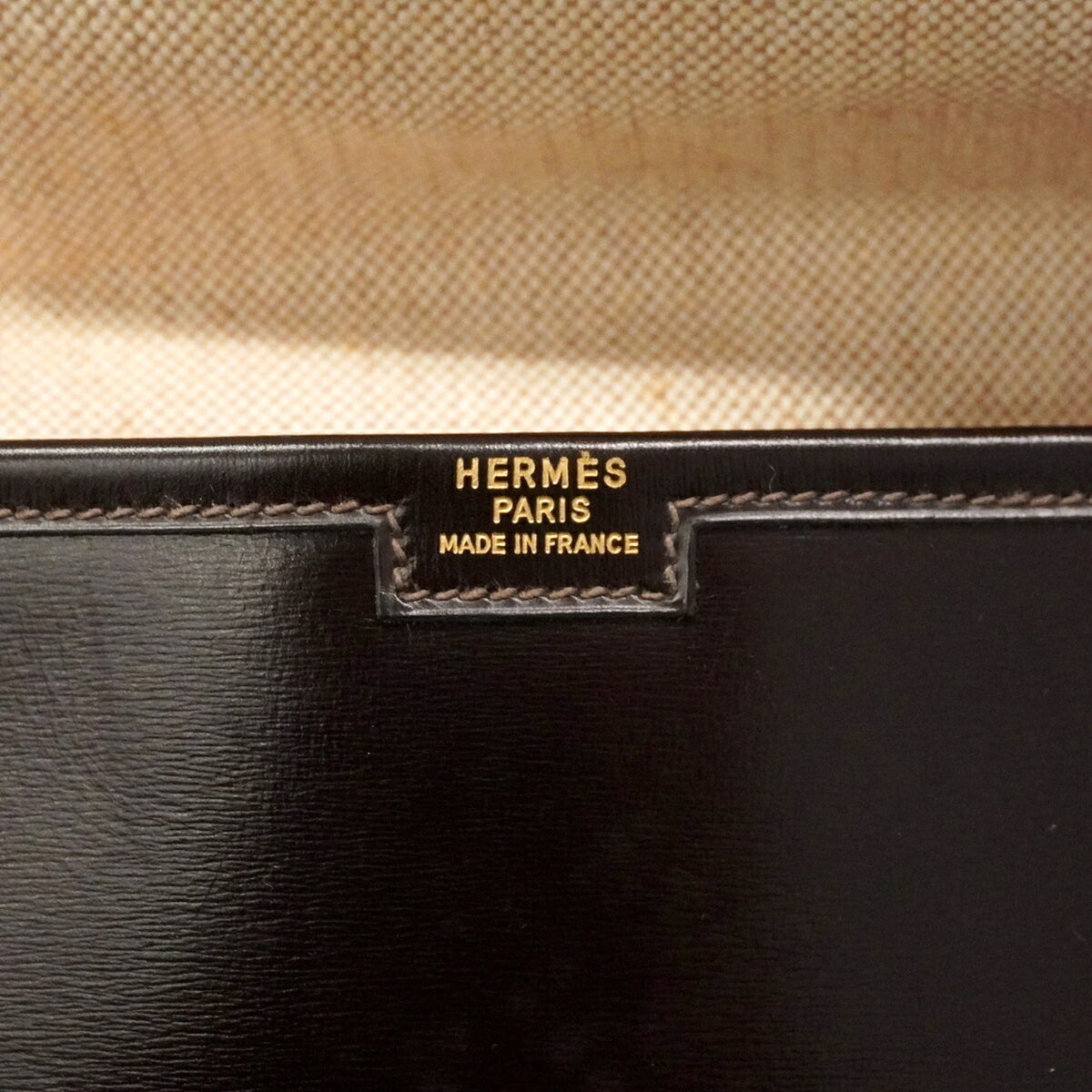 Hermes Dark Brown Box Calf Leather Clutch Bag (Pre-Owned)