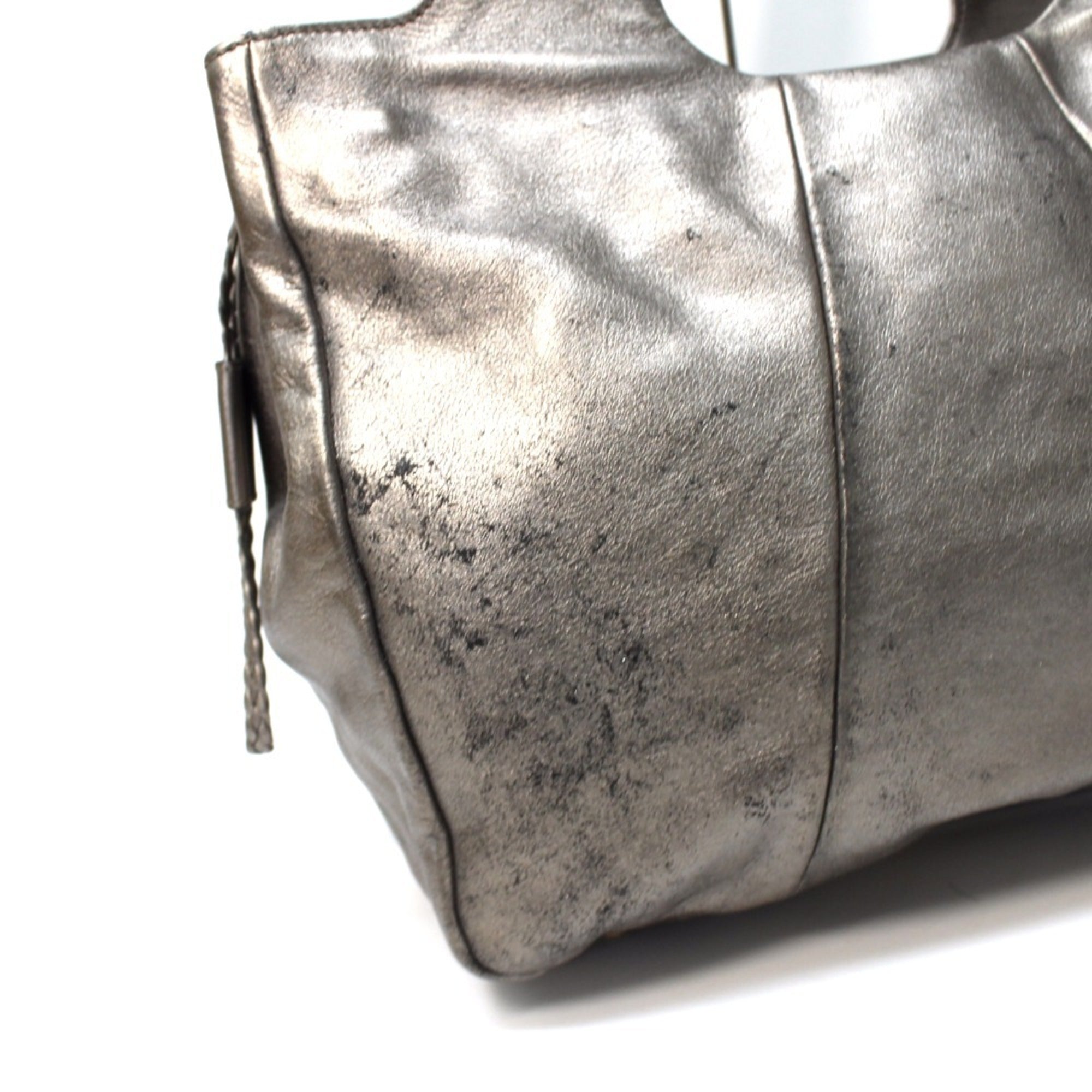 Salvatore Ferragamo Gancini Bronze Gray Leather Handbag Shoulder Bag Tote Bag (Pre-Owned)