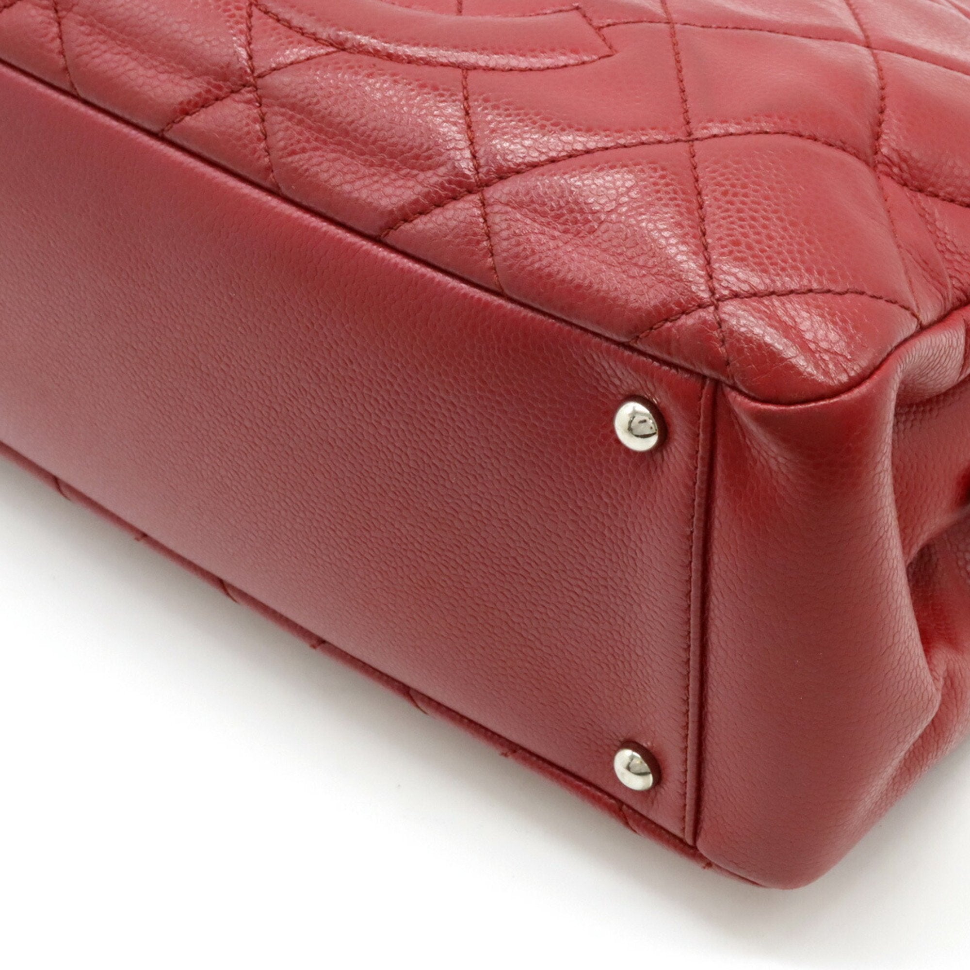 Chanel Matelasse Red Color Caviar Leather Shoulder Bag Tote Bag (Pre-Owned)