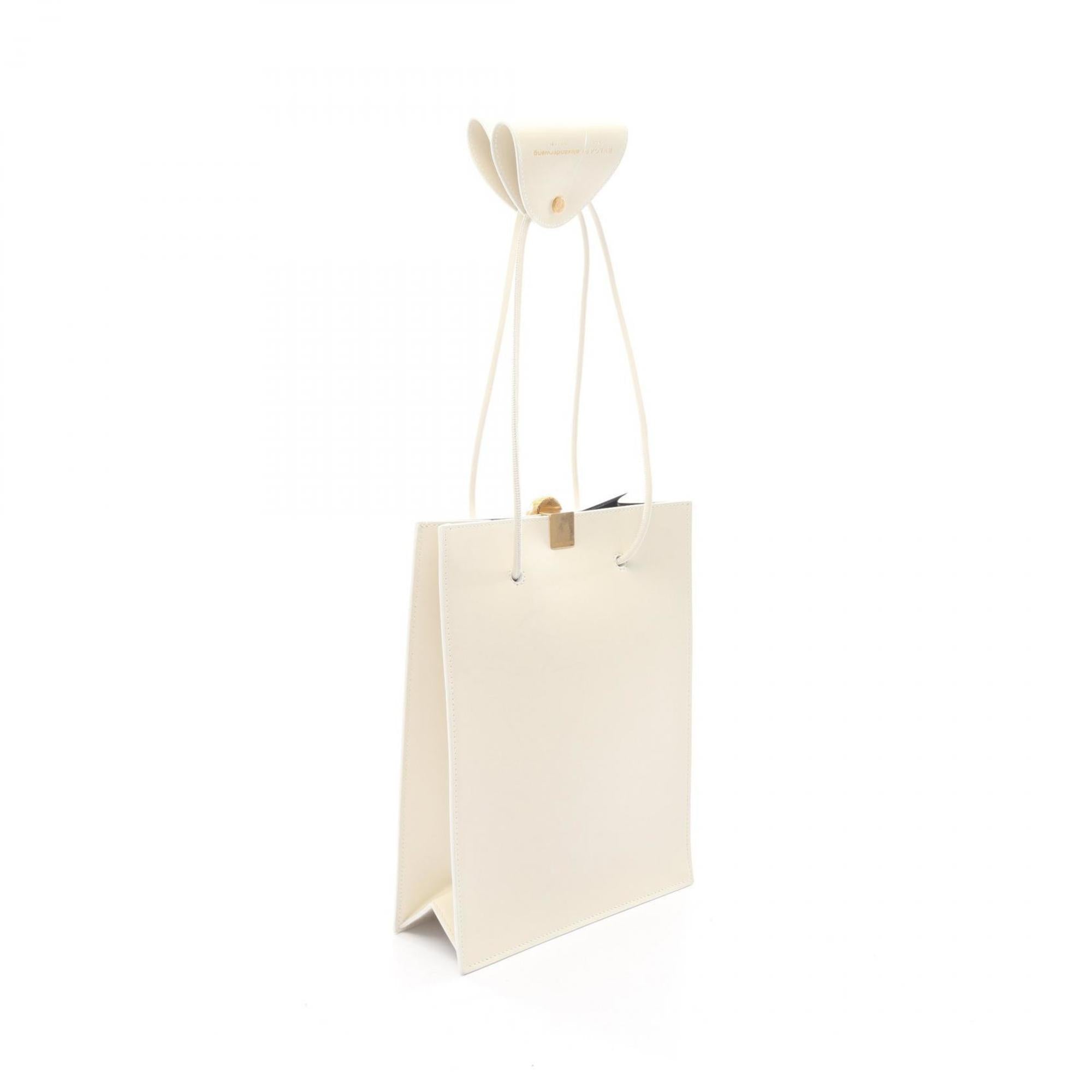 Bvlgari White Leather Handbag Tote Bag (Pre-Owned)