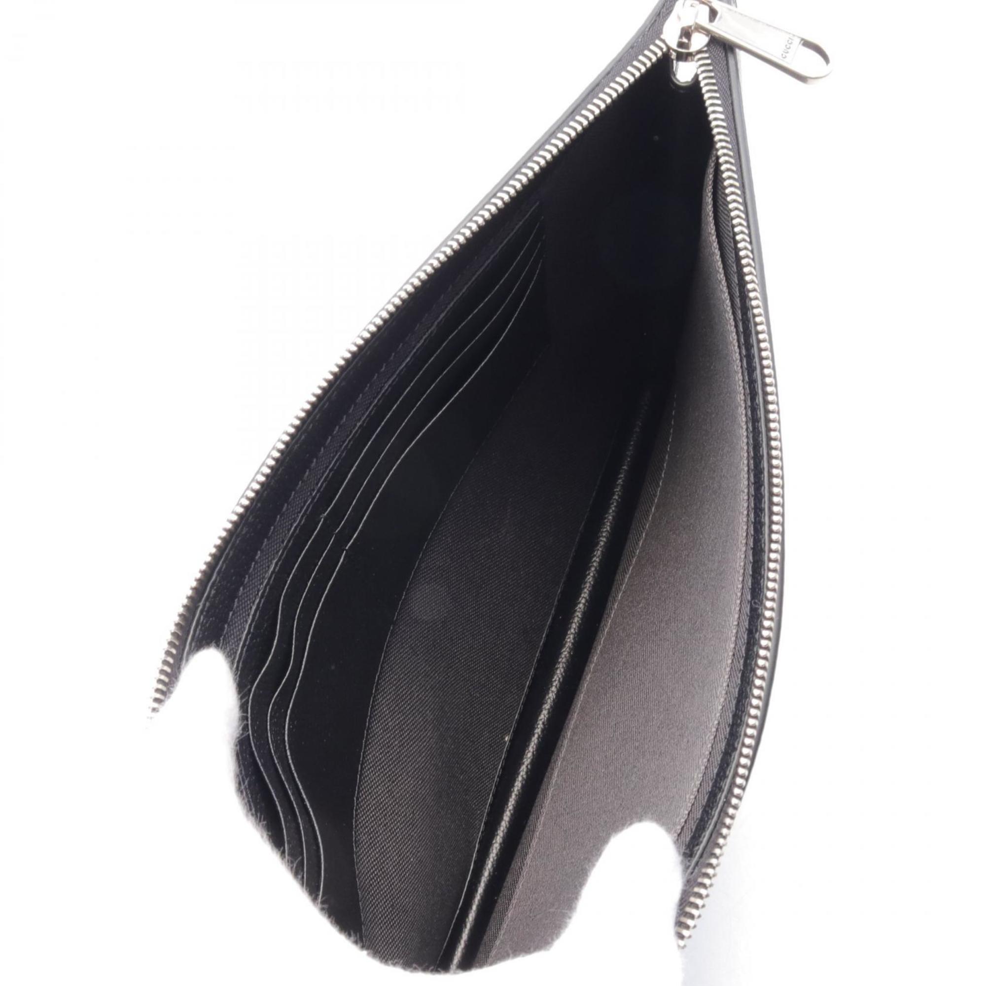 Gucci Black Leather Pvc Clutch Bag