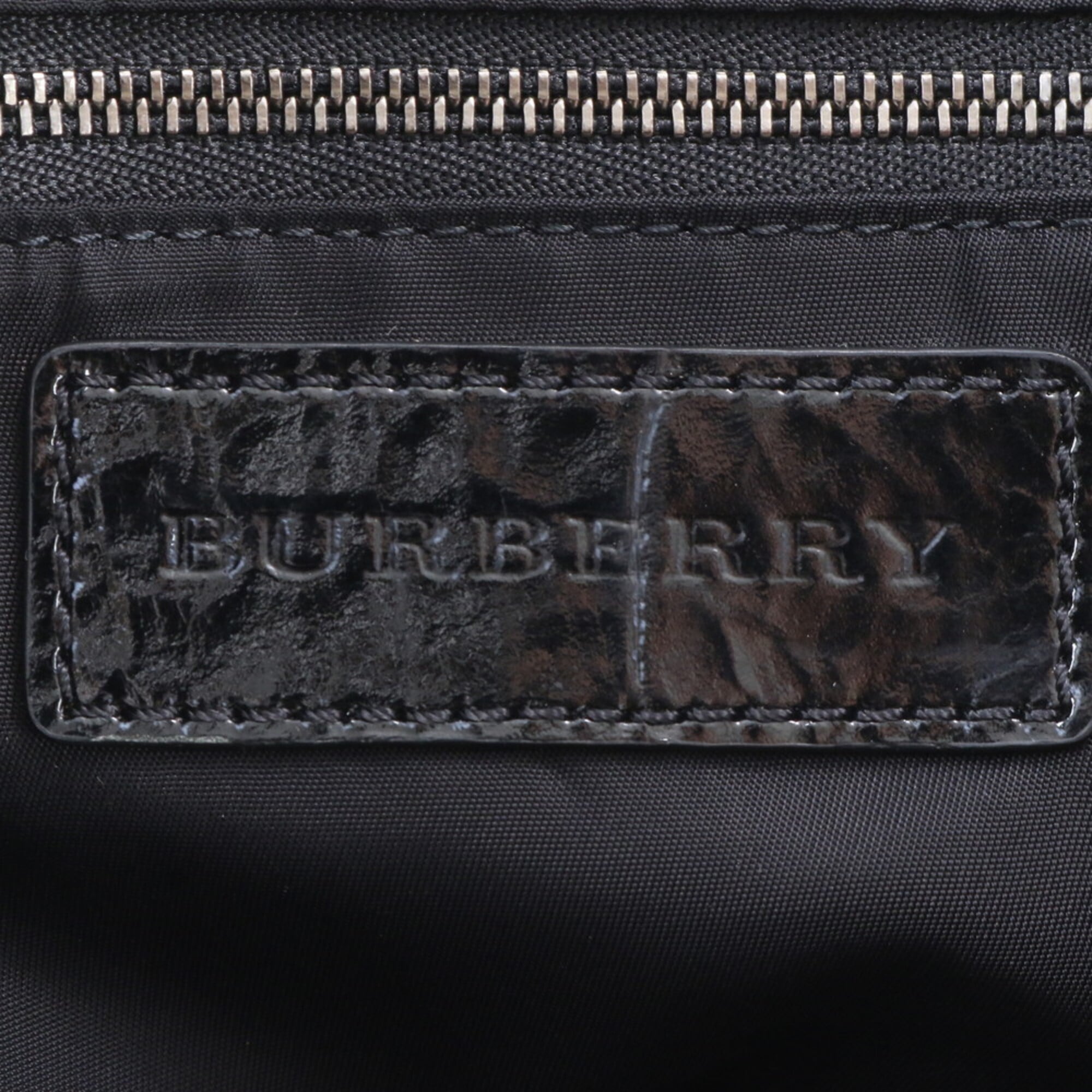 Burberry Black Leather Nylon Shoulder Bag Tote Bag (Pre-Owned)