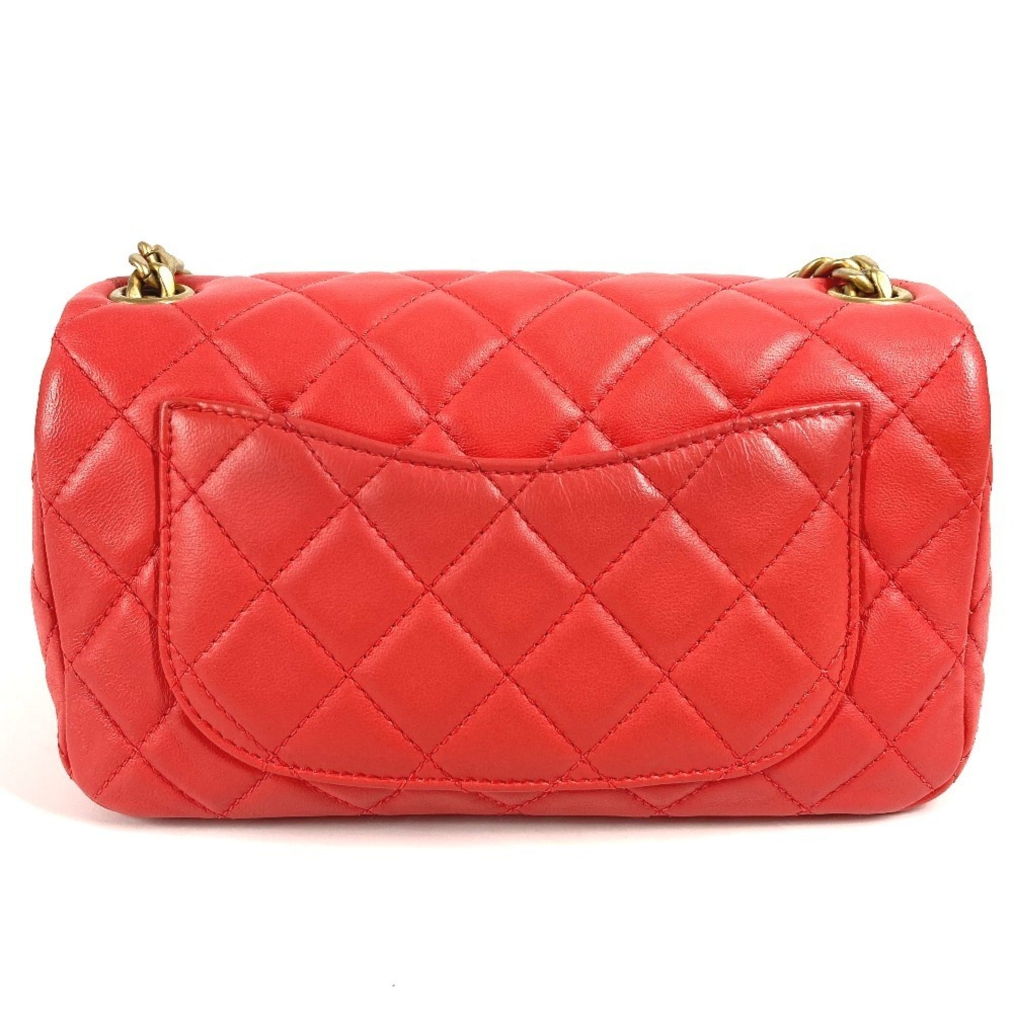 Chanel Matelasse Pink Red Color Leather Shoulder Bag (Pre-Owned)
