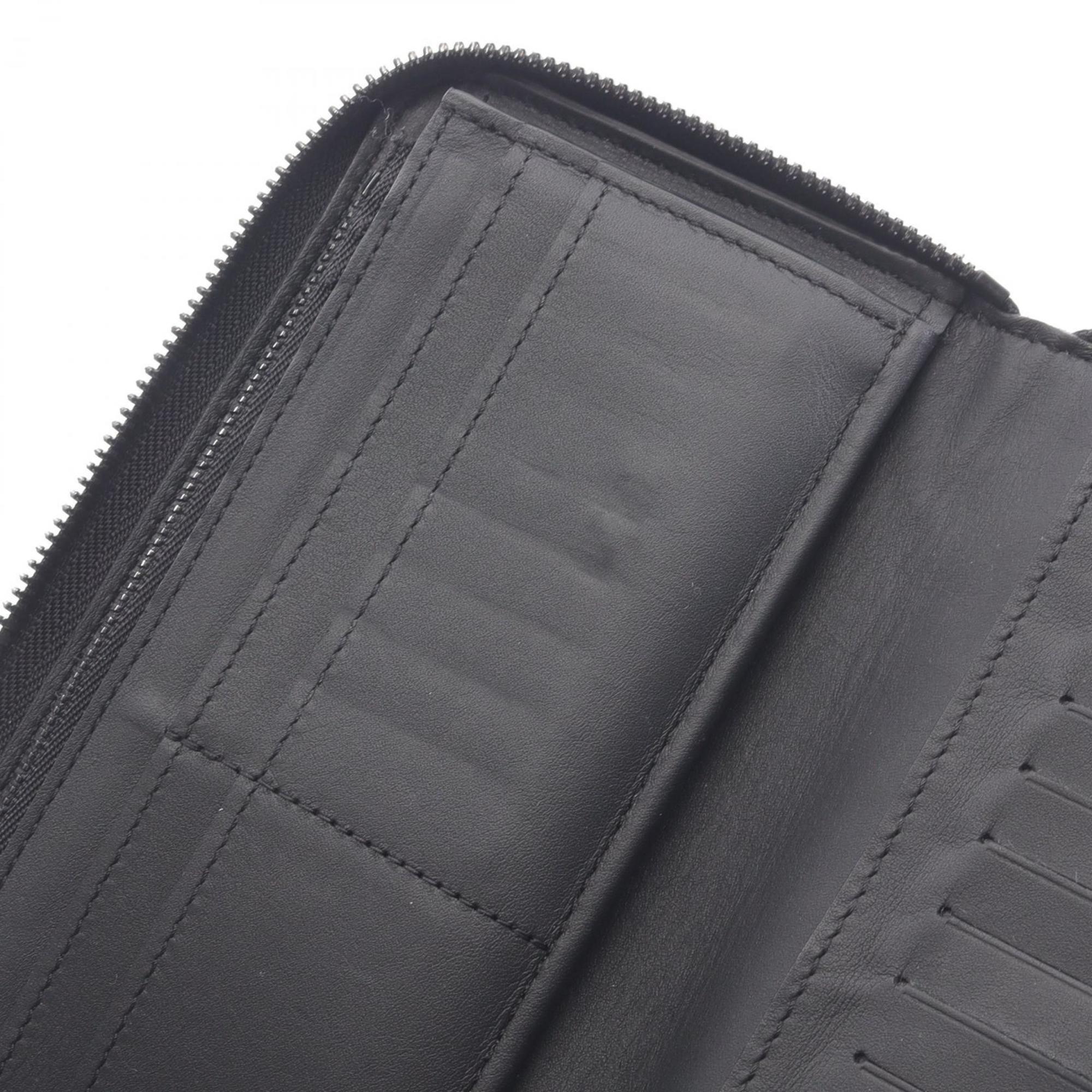 Louis Vuitton Black Noir Leather Long Wallet (Bi-Fold) (Pre-Owned)