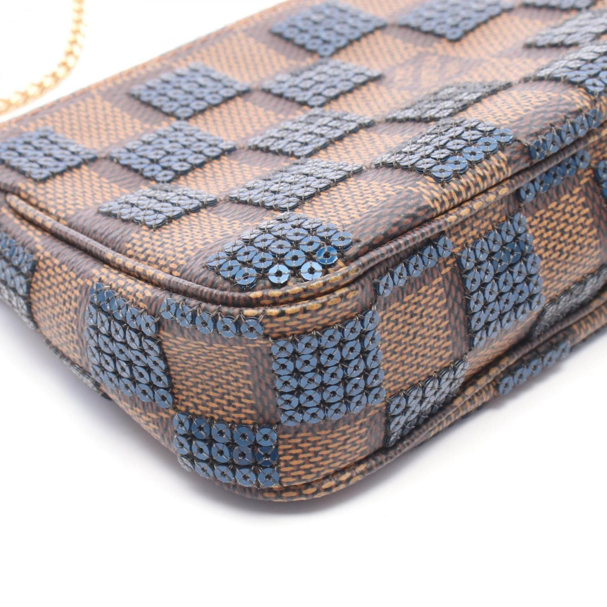 Louis Vuitton Brown Navy Coated Canvas Spangles Handbag Pochette (Pre-Owned)