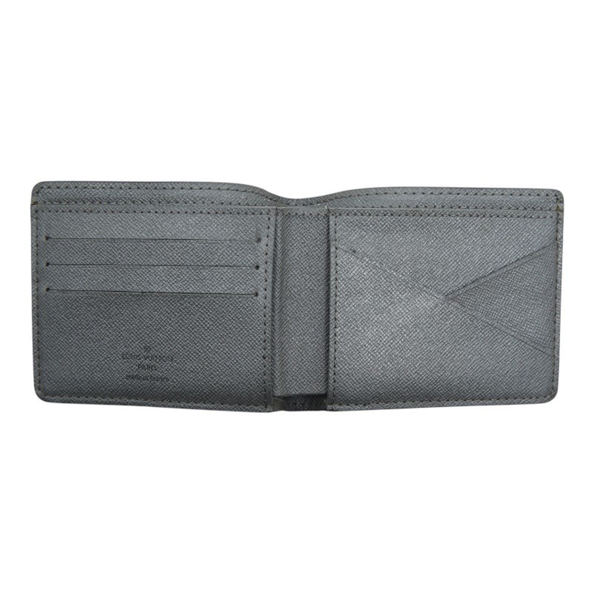 Louis Vuitton Taigarama Silver Leather Wallet (Bi-Fold) (Pre-Owned)