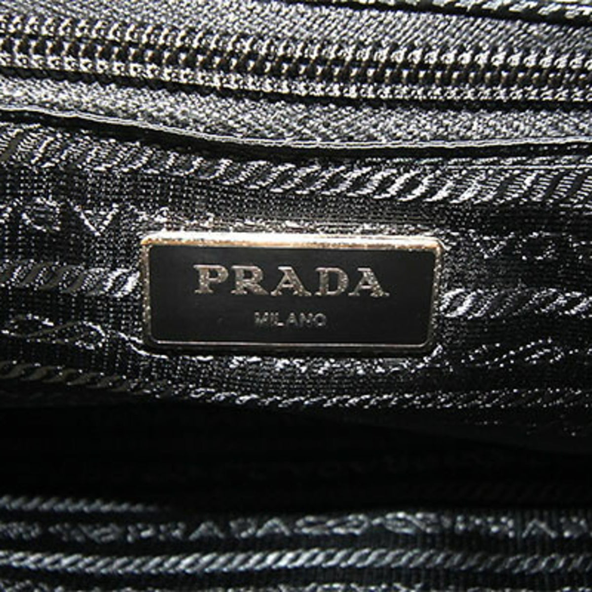 Prada Black Gray Nylon Leather Shoulder Bag (Pre-Owned)