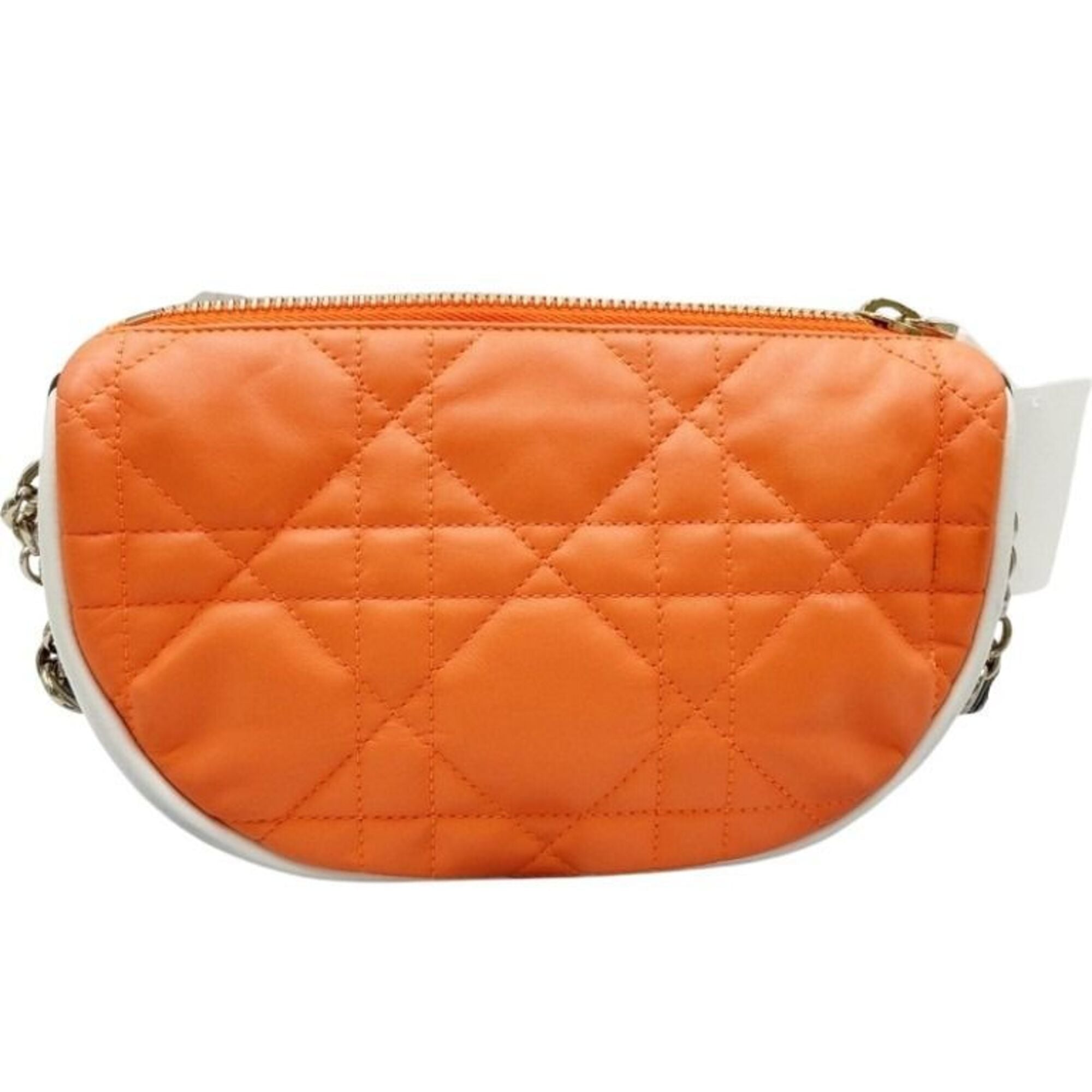 Christian Dior Orange White Leather Pochette Shoulder Bag (Pre-Owned)