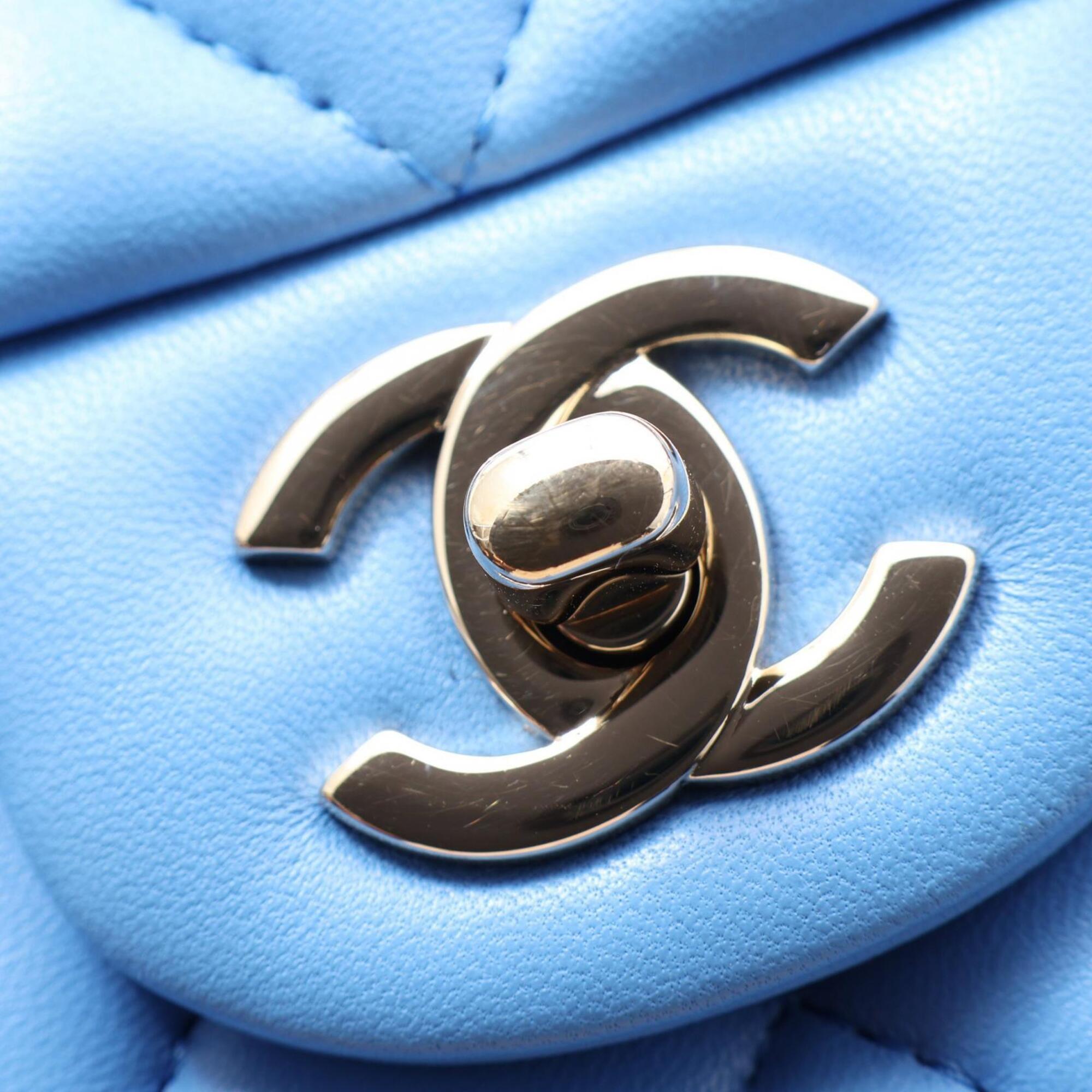 Chanel Blue Leather Handbag Shoulder Bag (Pre-Owned)