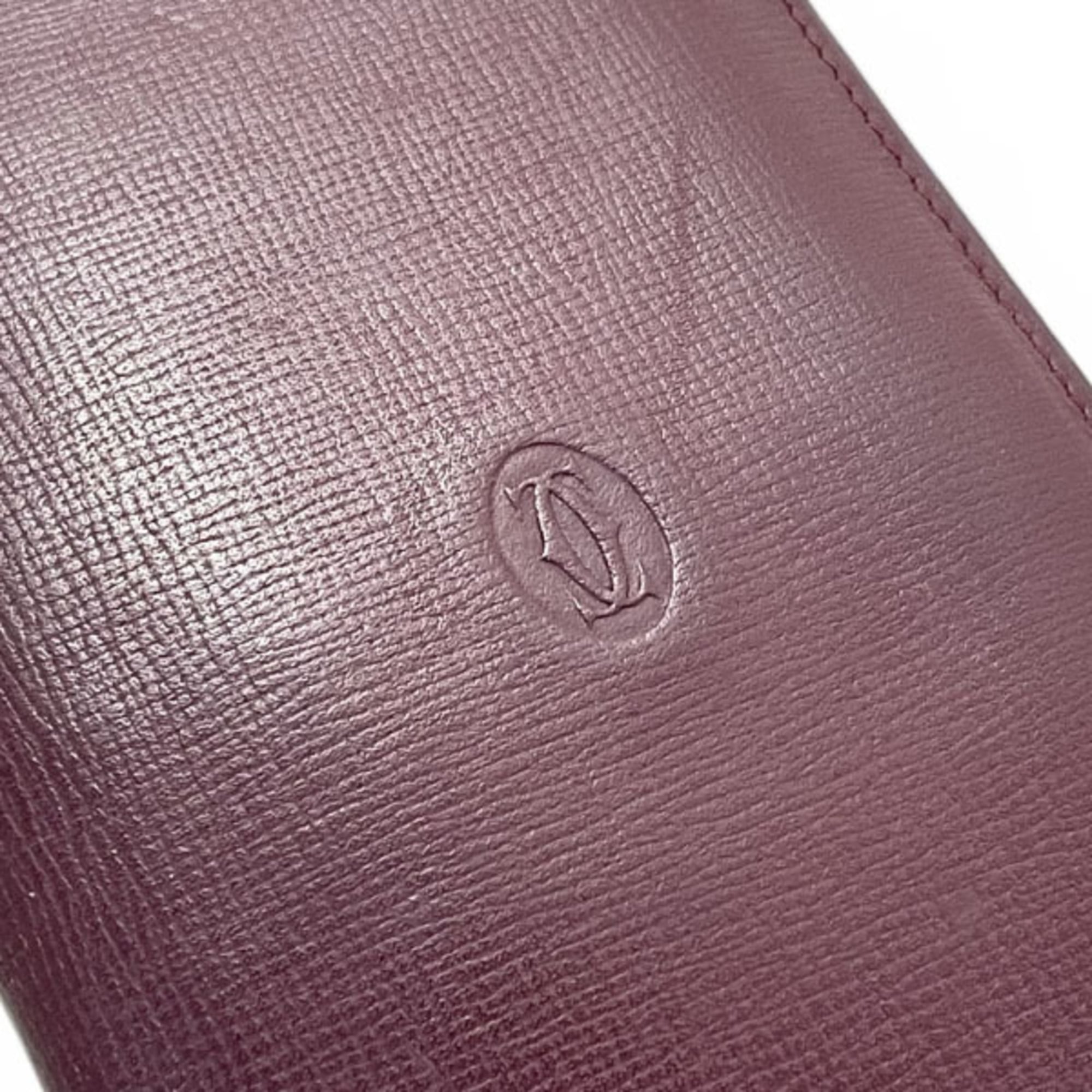 Cartier Must Bordeaux Leather Long Bill Wallet (Bi-Fold) (Pre-Owned)