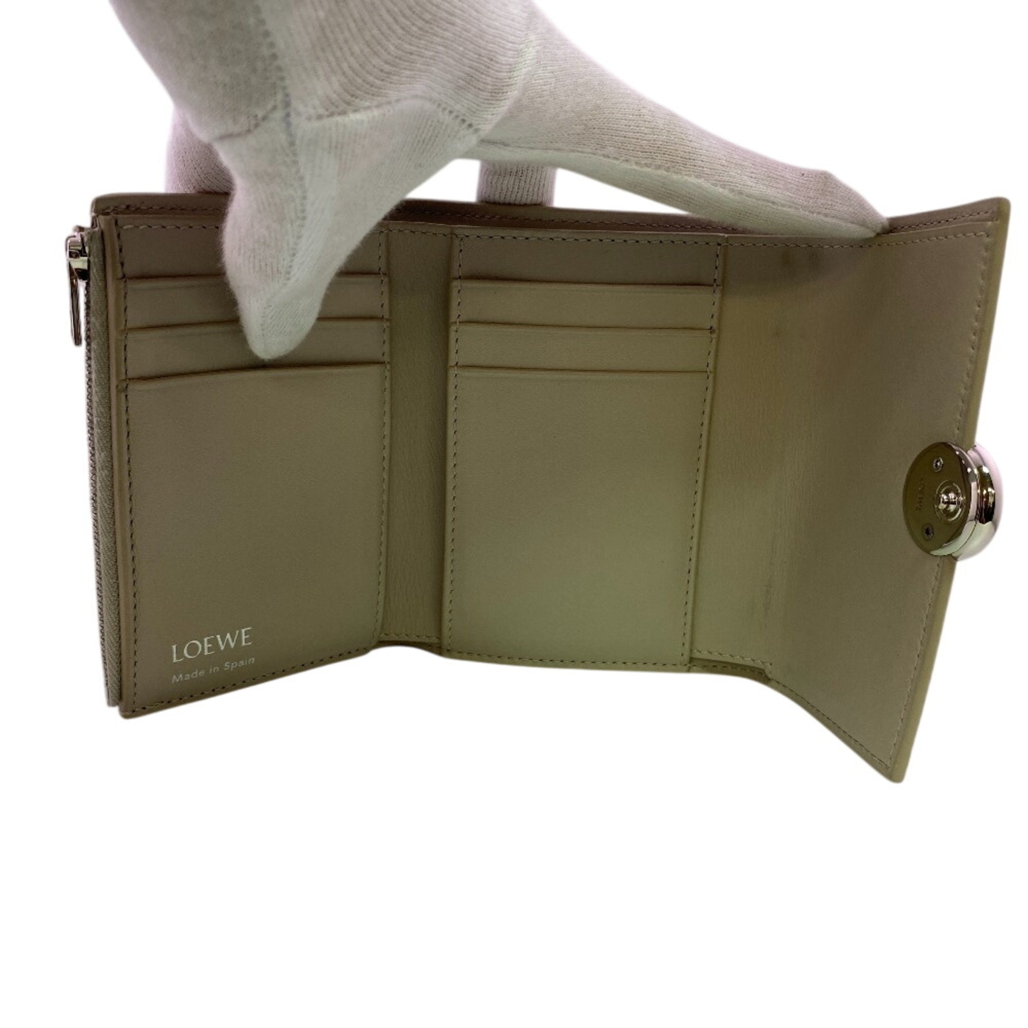 Loewe Beige Leather Wallet (Tri-Fold) (Pre-Owned)