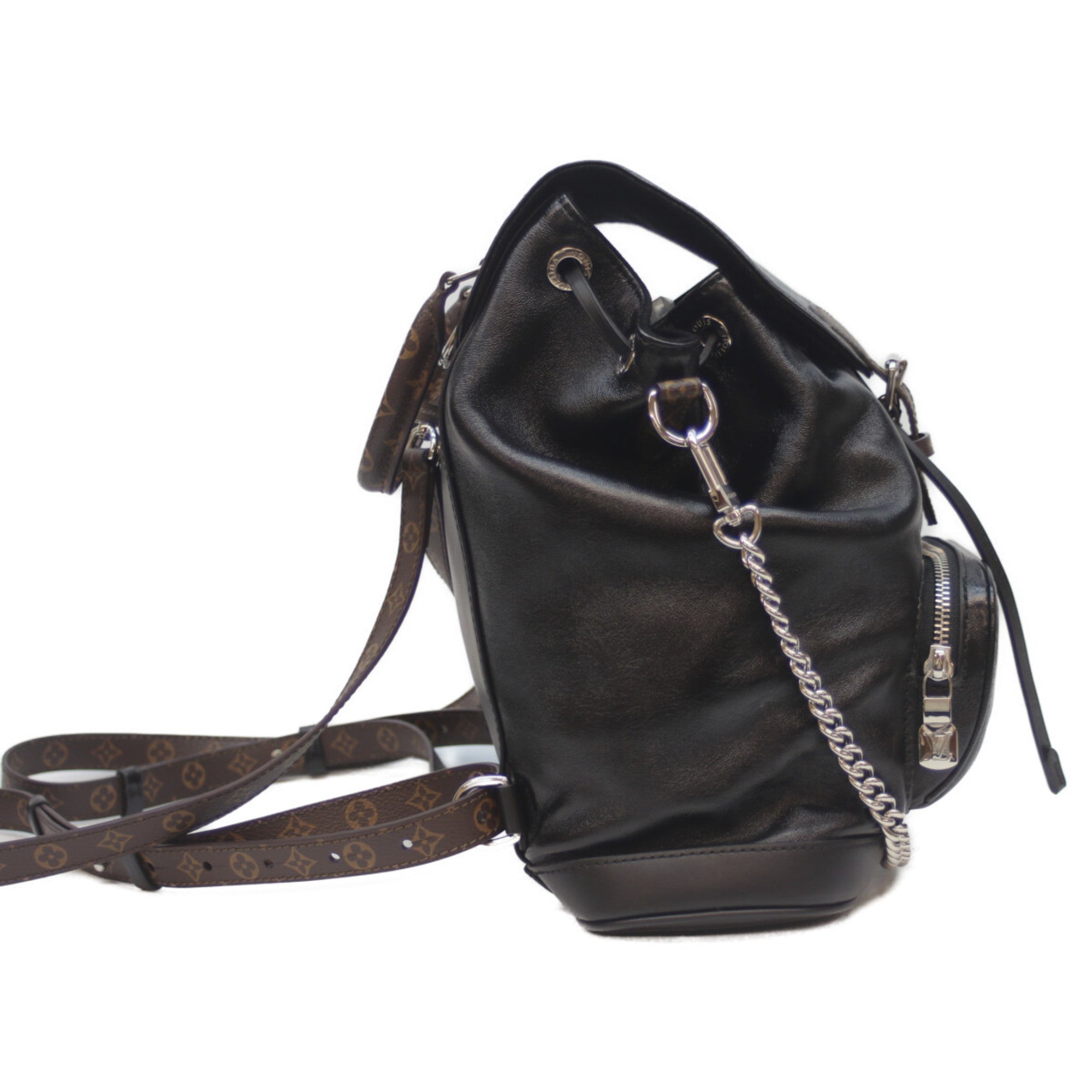 Louis Vuitton Black Brown Leather Backpack (Pre-Owned)