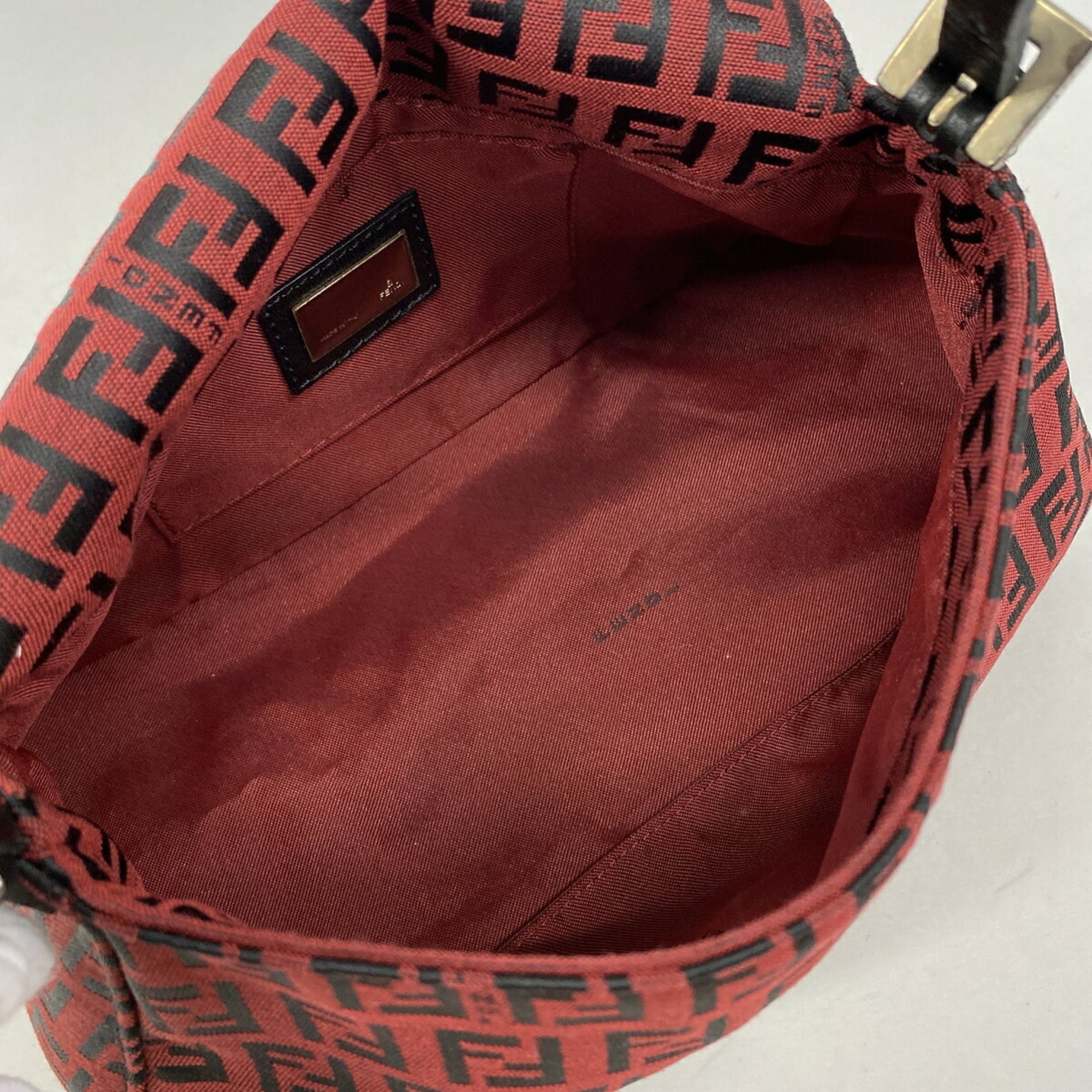 Fendi Black Red Color Nylon Canvas Handbag (Pre-Owned)