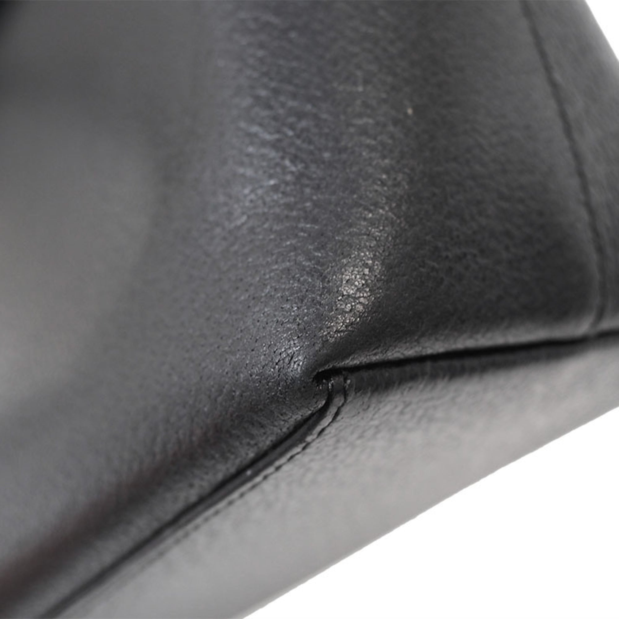 Gucci Bamboo Black Leather Handbag Shoulder Bag (Pre-Owned)