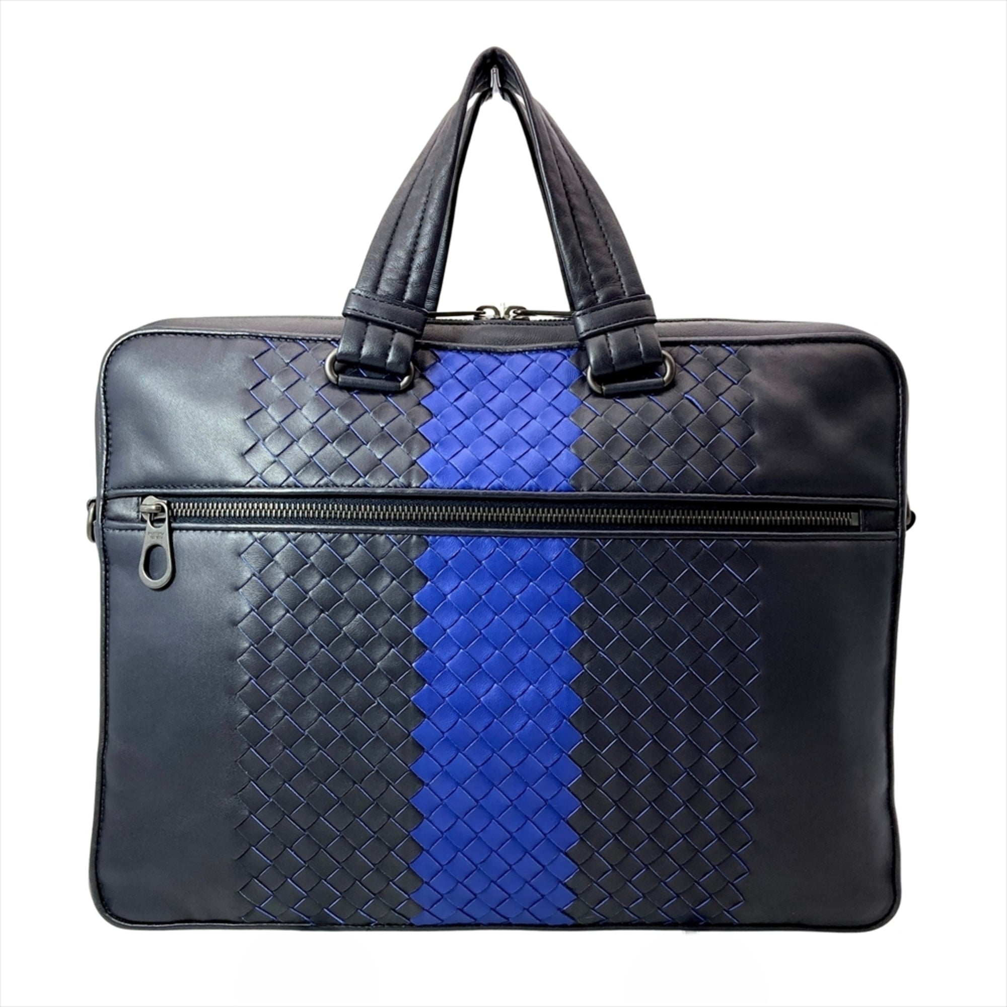 Bottega Veneta Intrecciato Navy Leather Briefcase (Pre-Owned)