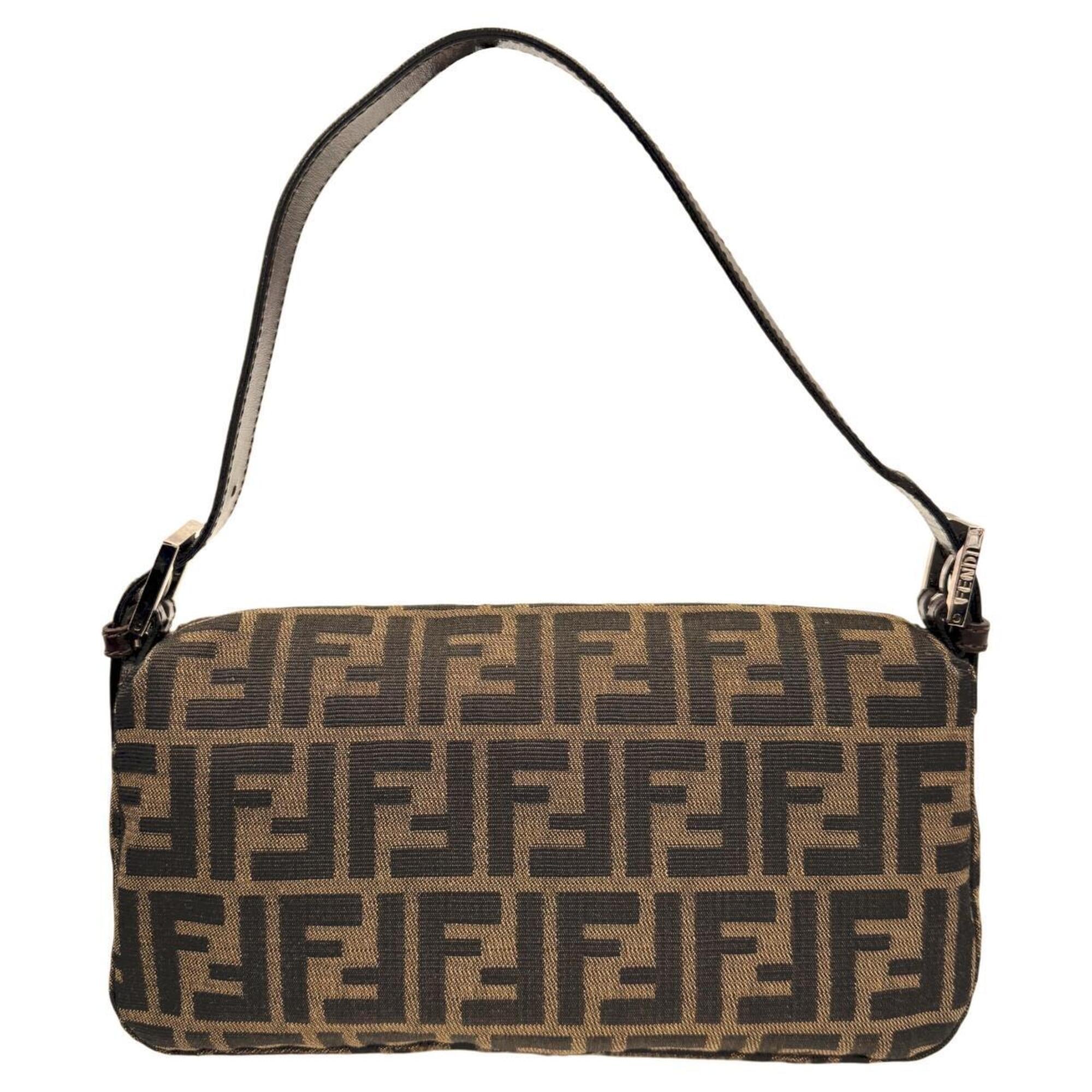Fendi Brown Canvas Leather Handbag Pouch (Pre-Owned)