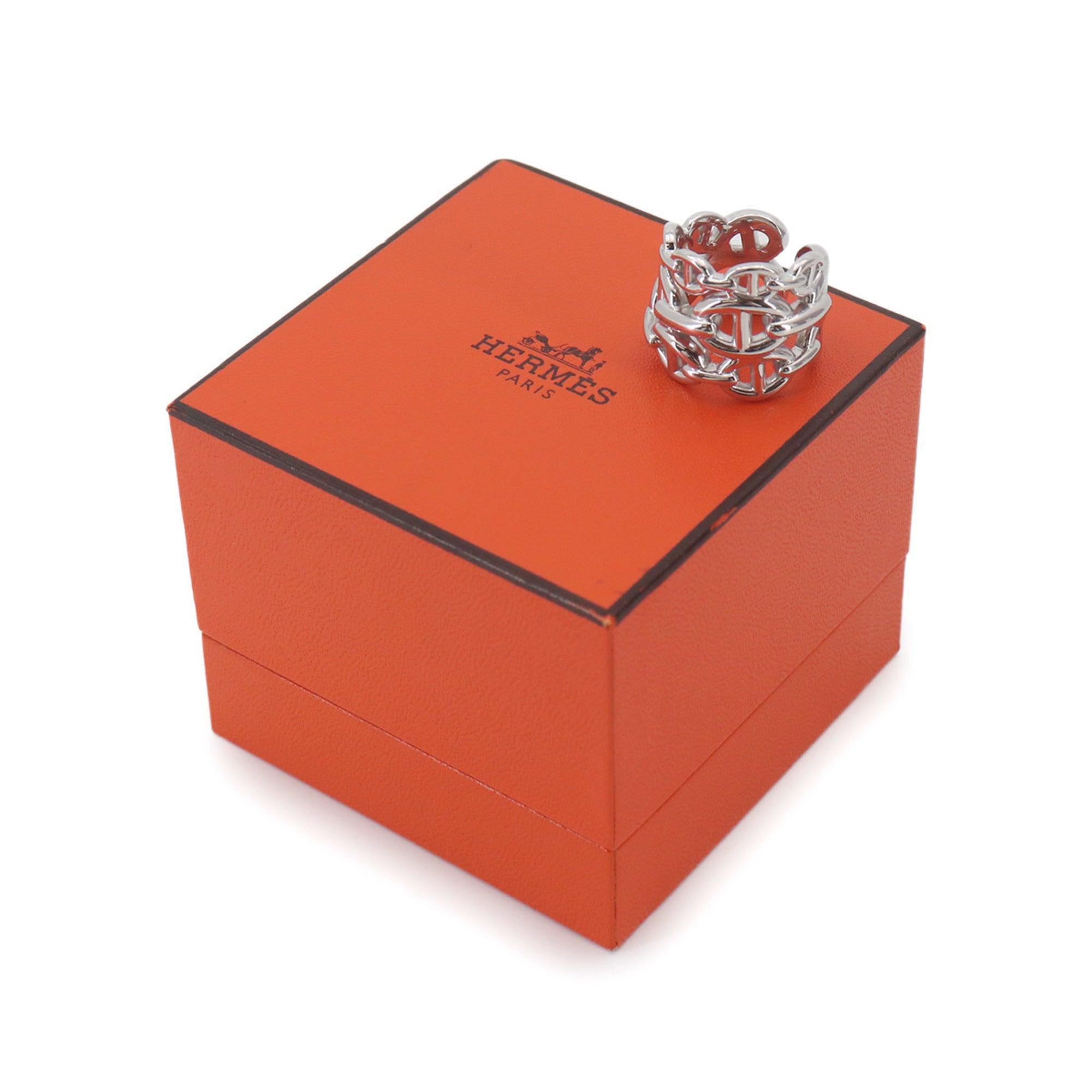 Hermes Silver Silver 925 Band Ring (Pre-Owned)