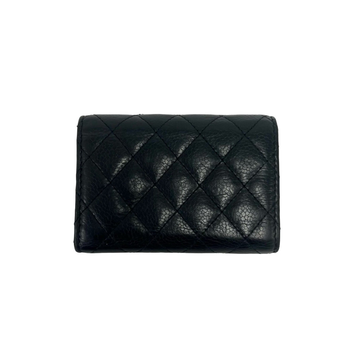 Chanel Black Grained Calfskin Wallet (Tri-Fold) (Pre-Owned)