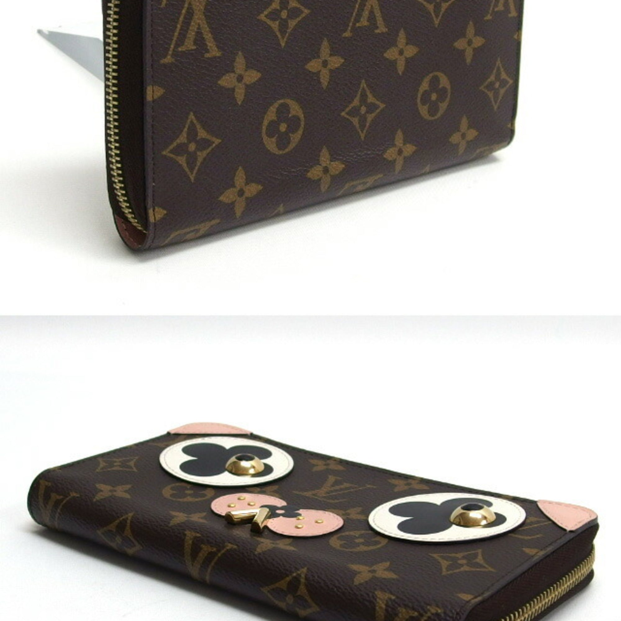 Louis Vuitton Black Rose Ballerine White Monogram Canvas Leather Metal Long Wallet (Bi-Fold) (Pre-Owned)
