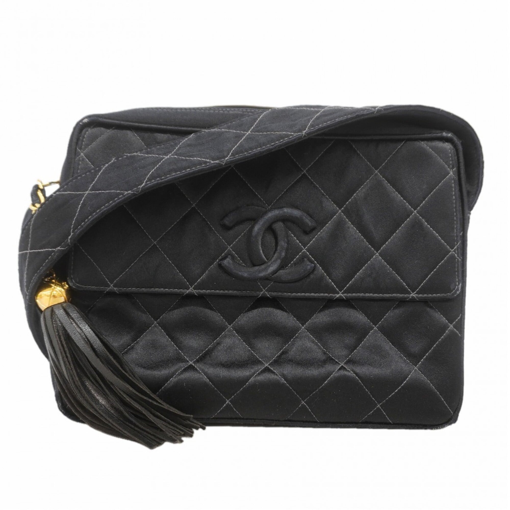 Chanel Black Satin Shoulder Bag (Pre-Owned)
