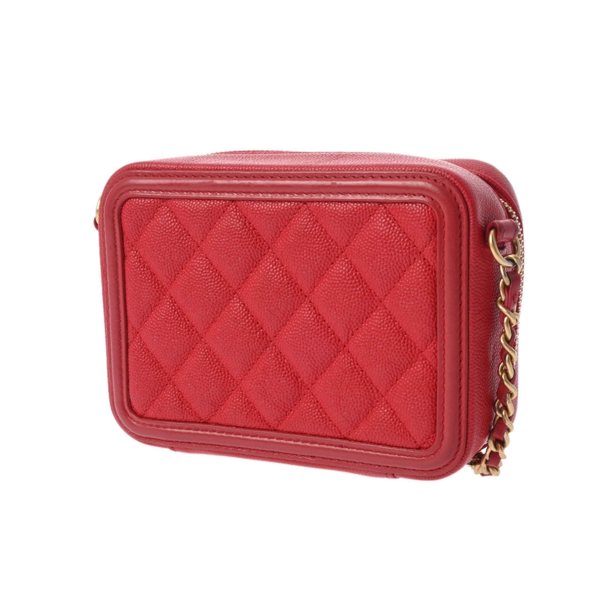 Chanel Caviar Skin Red Color Caviar Leather Shoulder Bag (Pre-Owned)