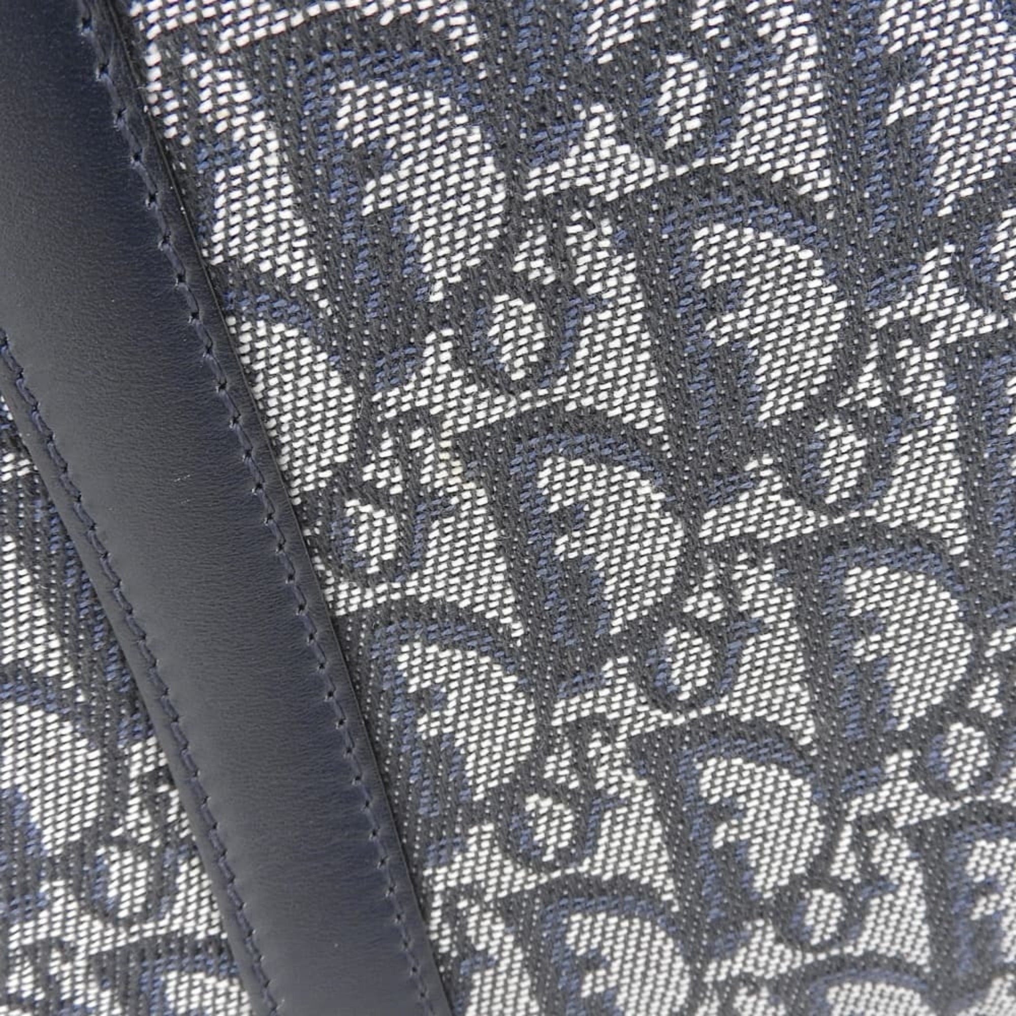 Christian Dior Trotter Navy Trotter Leather Canvas Handbag Tote Bag (Pre-Owned)